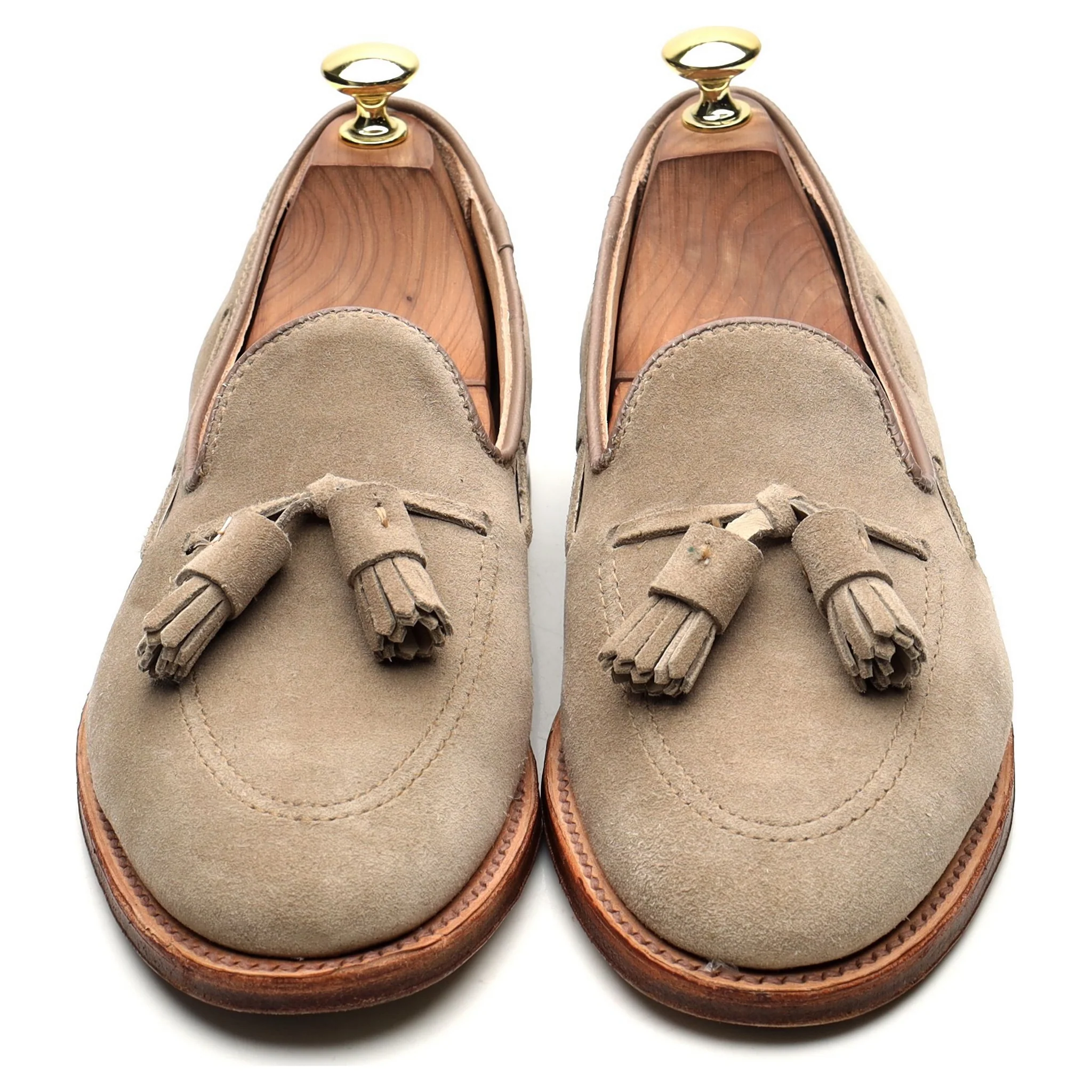 'D1121' Beige Suede Tassel Loafers UK 7 US 7.5 D - Image 9