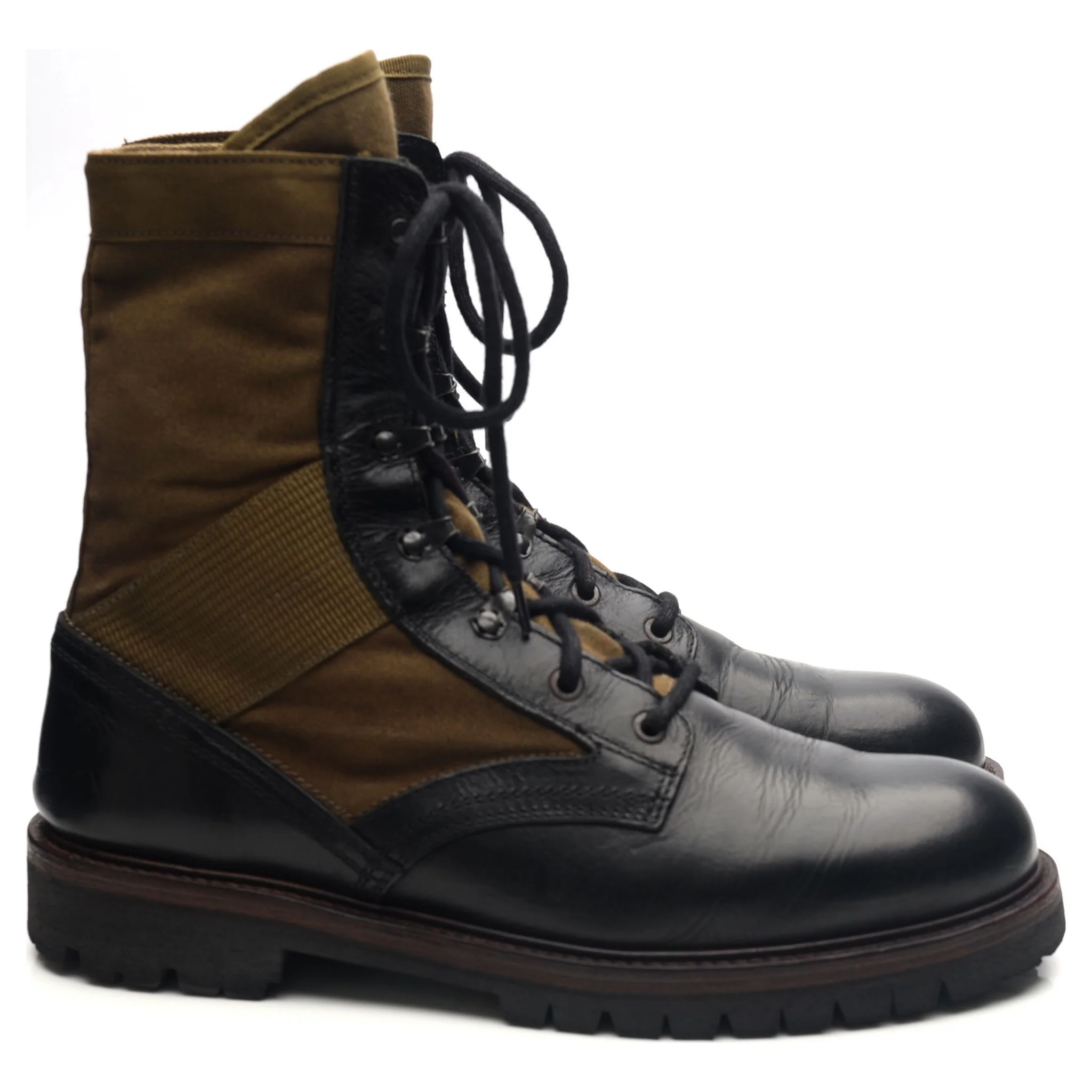 'Trooper' Black Leather Combat Boots UK 10 - Image 6