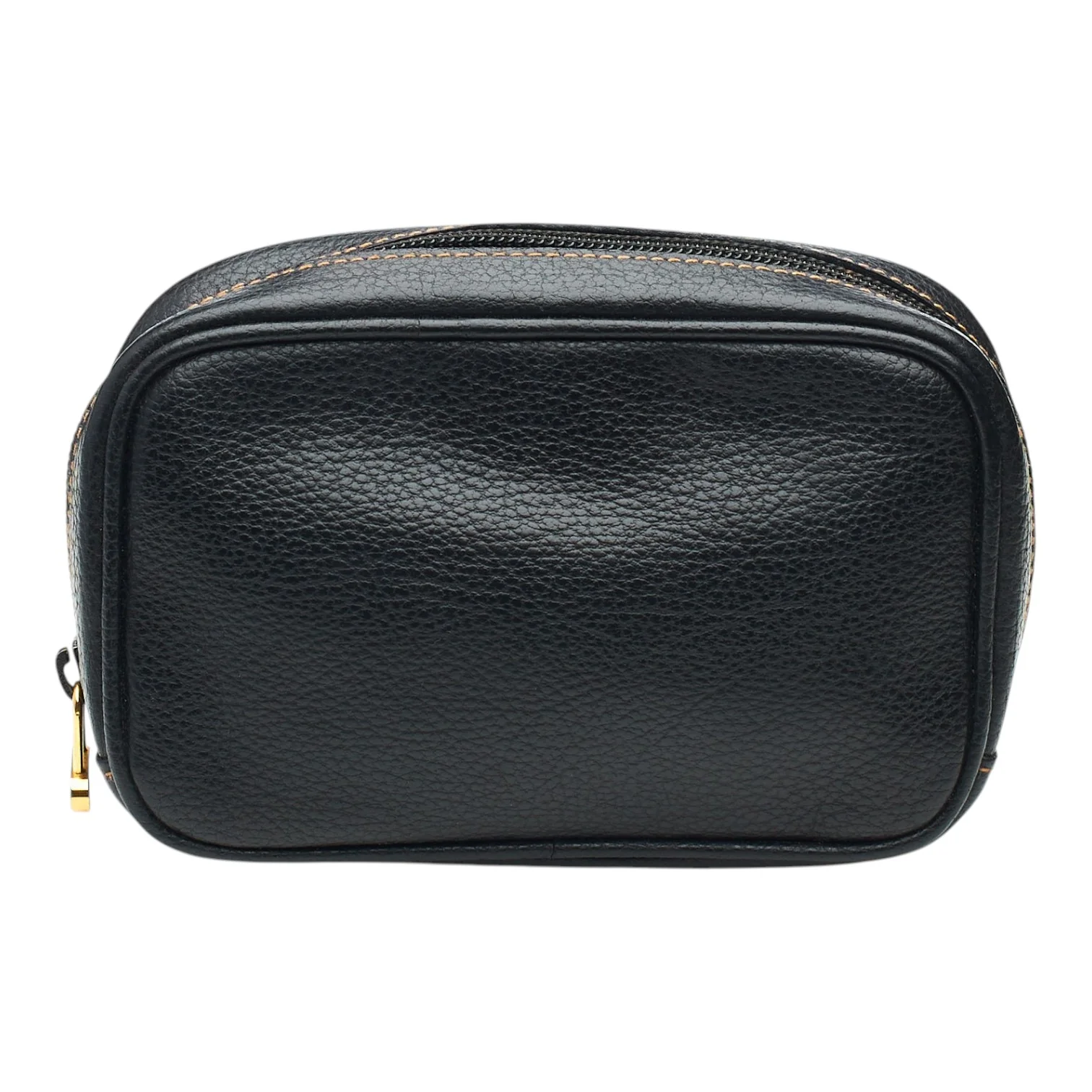 Black Grain Leather Wash Bag Small - Image 2