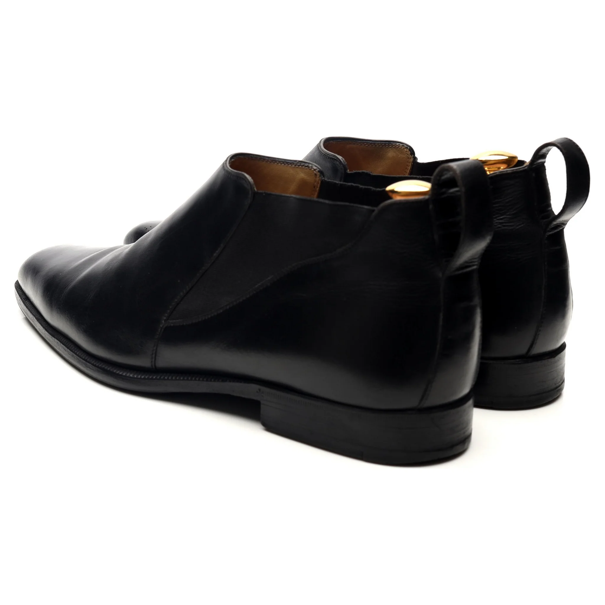 Black Leather Low Chelsea Boots UK 9.5 - Image 3