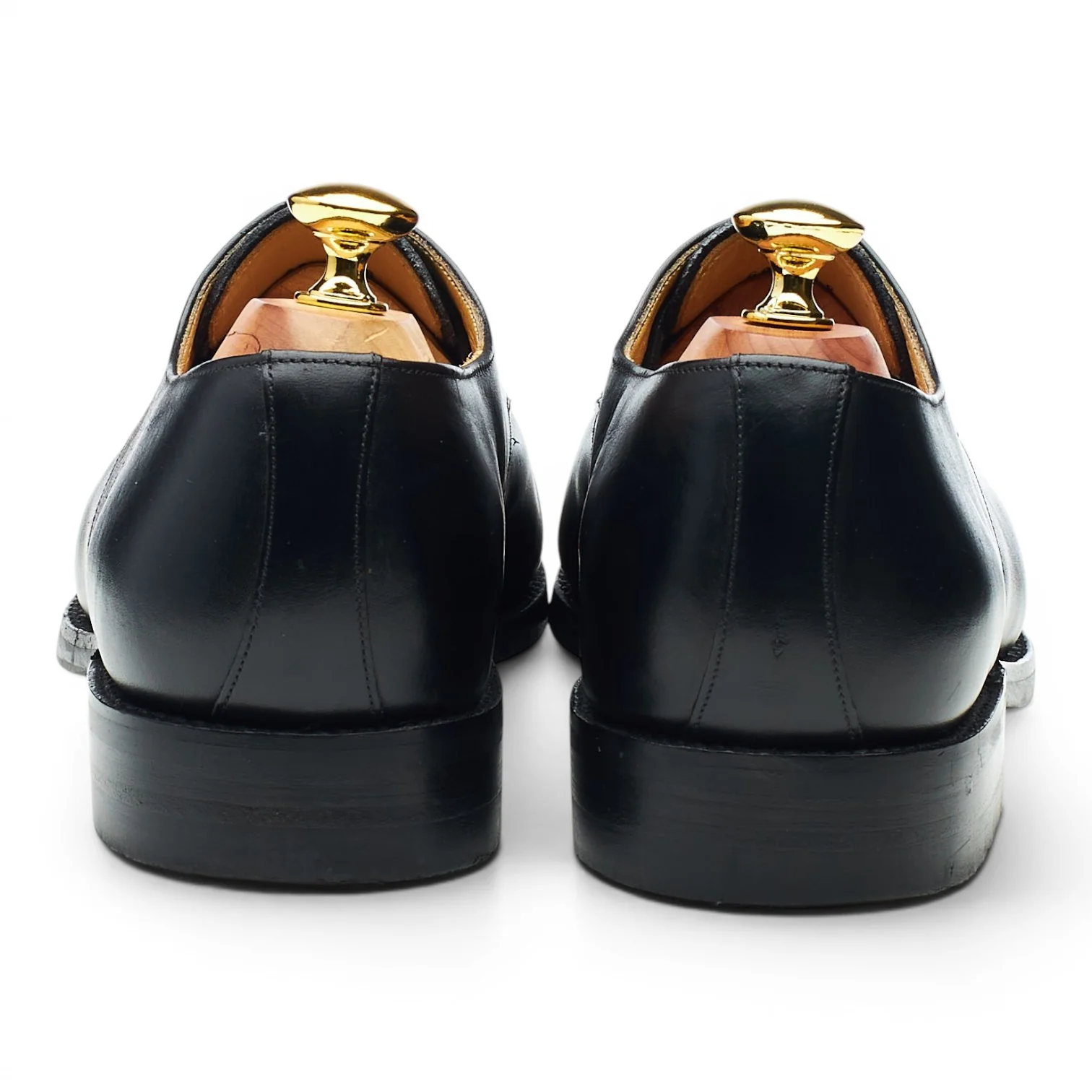 Black Leather Cap Toe Derby UK 7.5 E - Image 4