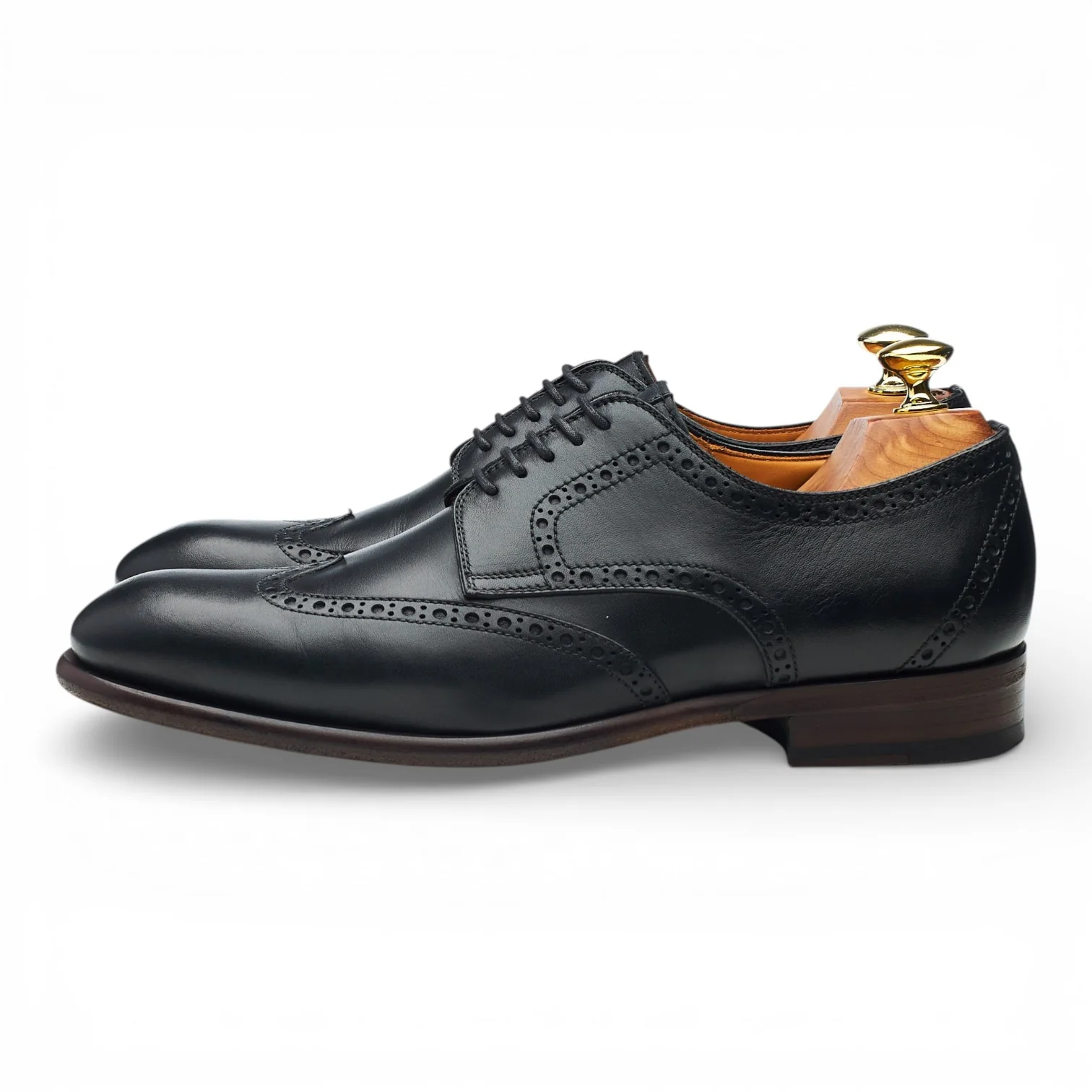 Black Leather Derby Brogues UK 6 EU 40 - Image 3