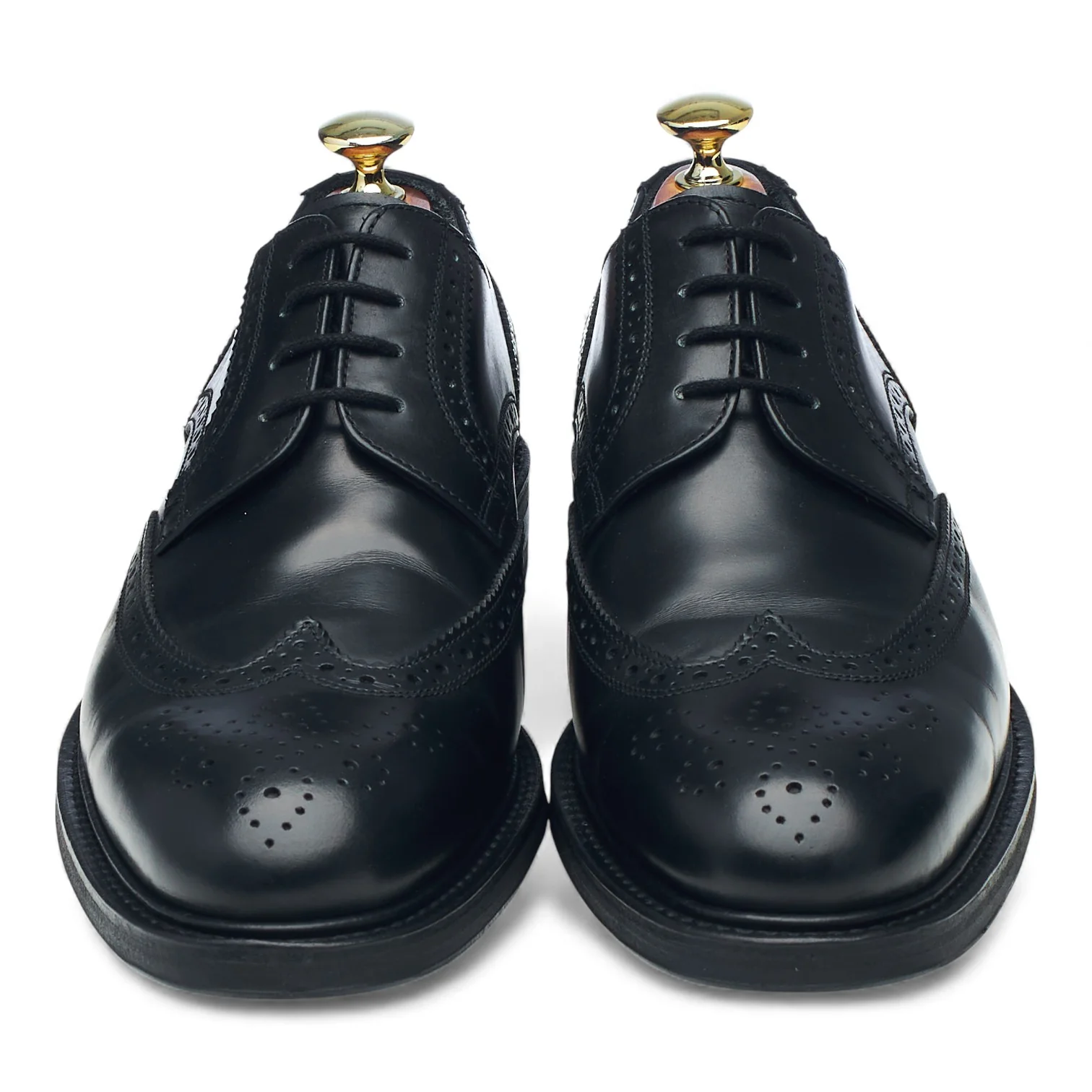 Black Leather Derby Brogues UK 7 F - Image 2