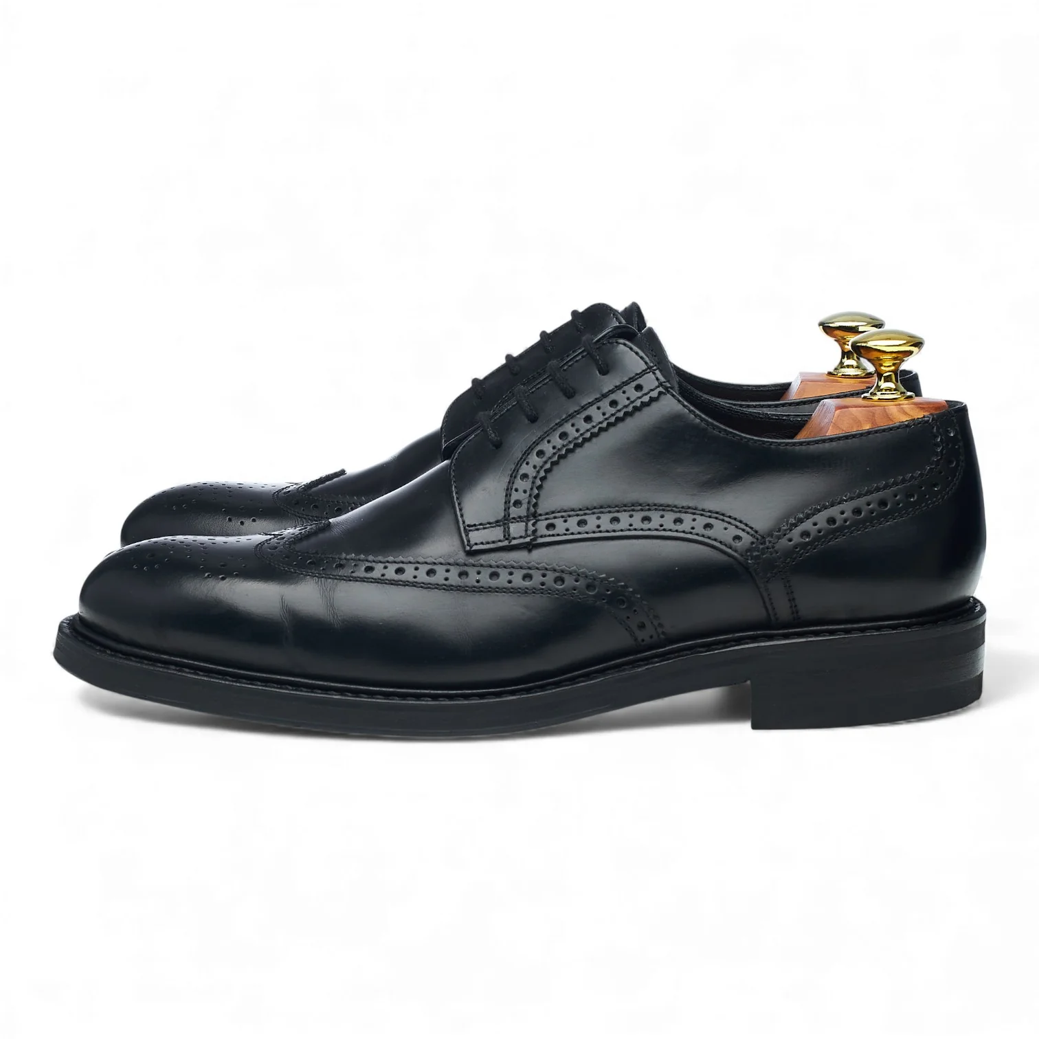 Black Leather Derby Brogues UK 7 F - Image 3
