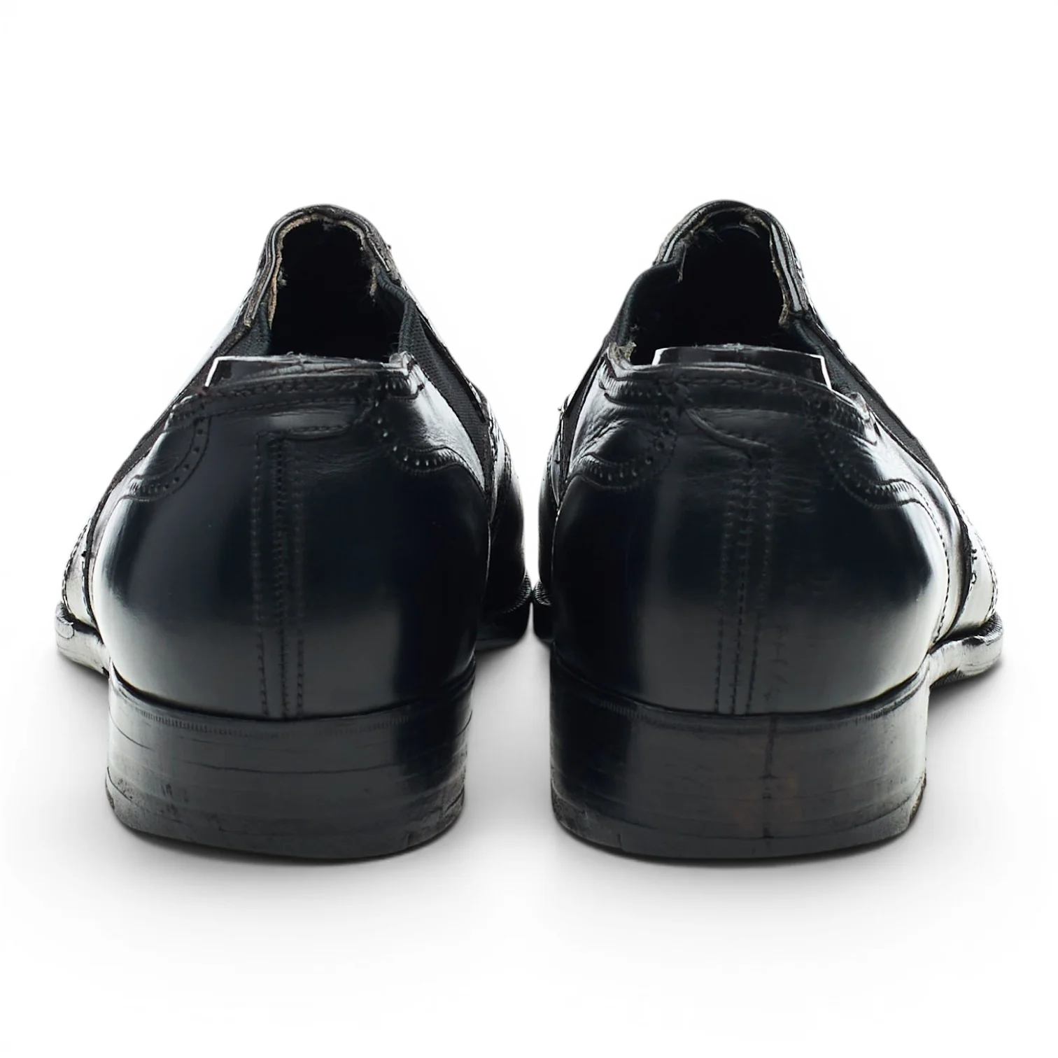 Black Leather Lazyman Slip On Brogue Loafers UK 6.5 E - Image 4