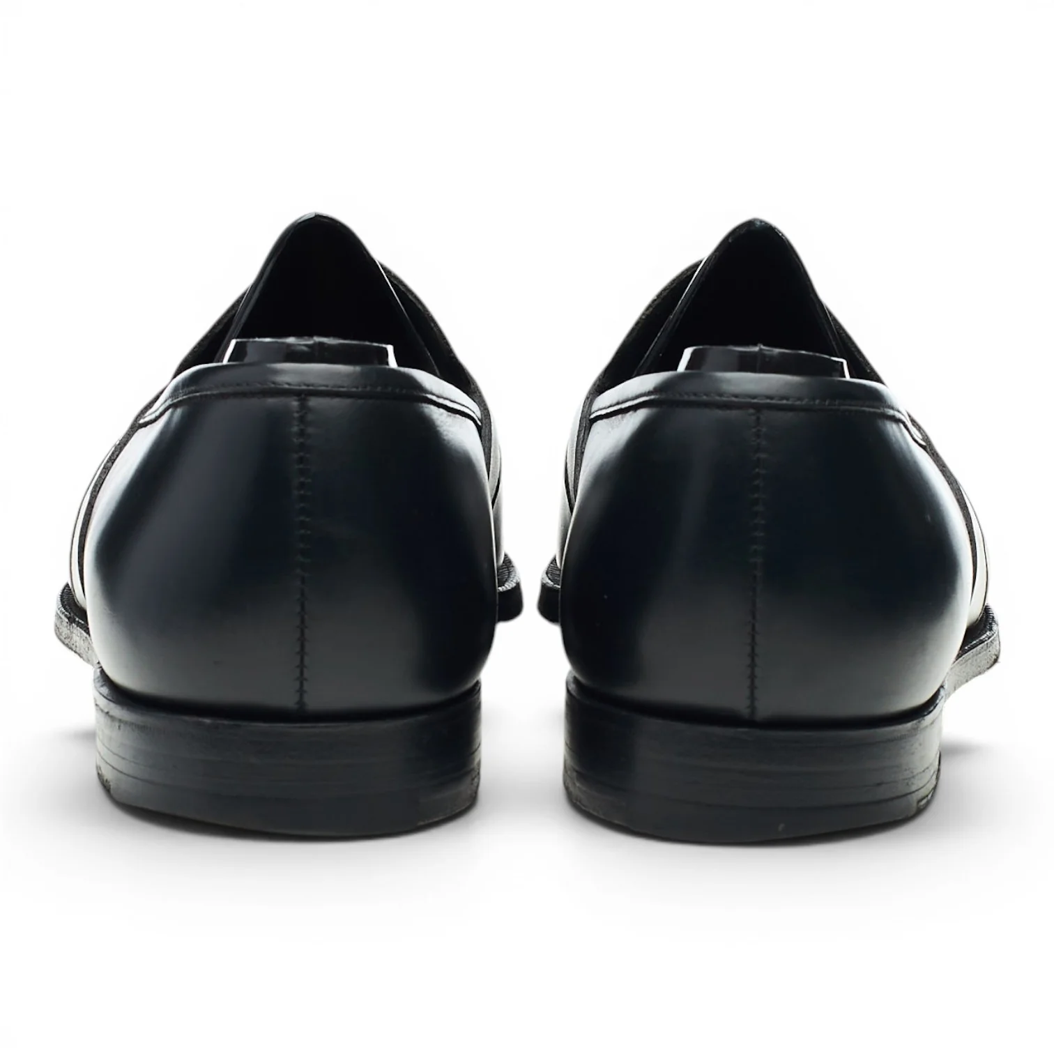 Black Leather Loafers UK 7.5 E - Image 4