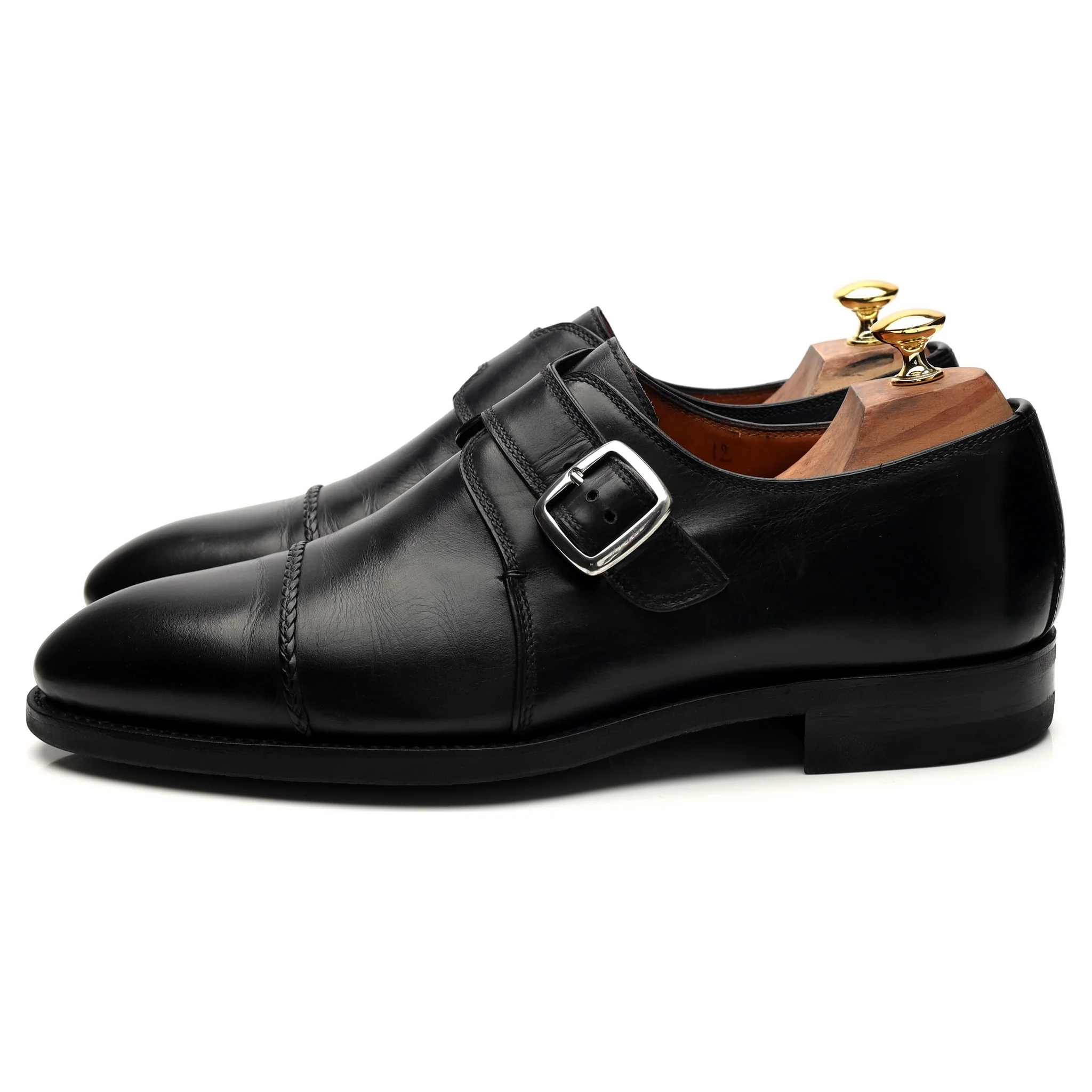 Black Leather Monk Strap UK 12 - Image 3