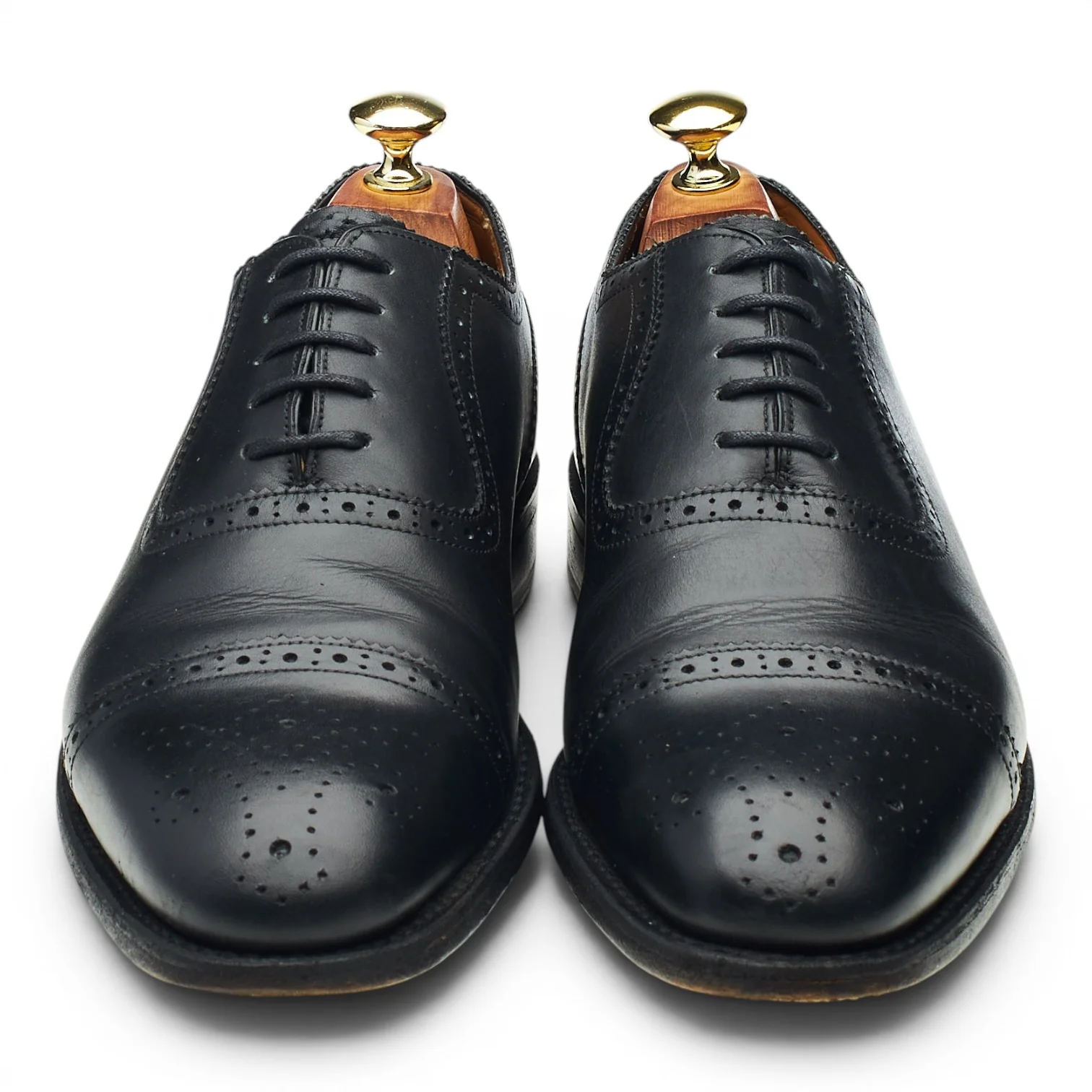 Black Leather Oxford Brogues UK 7.5 G - Image 2