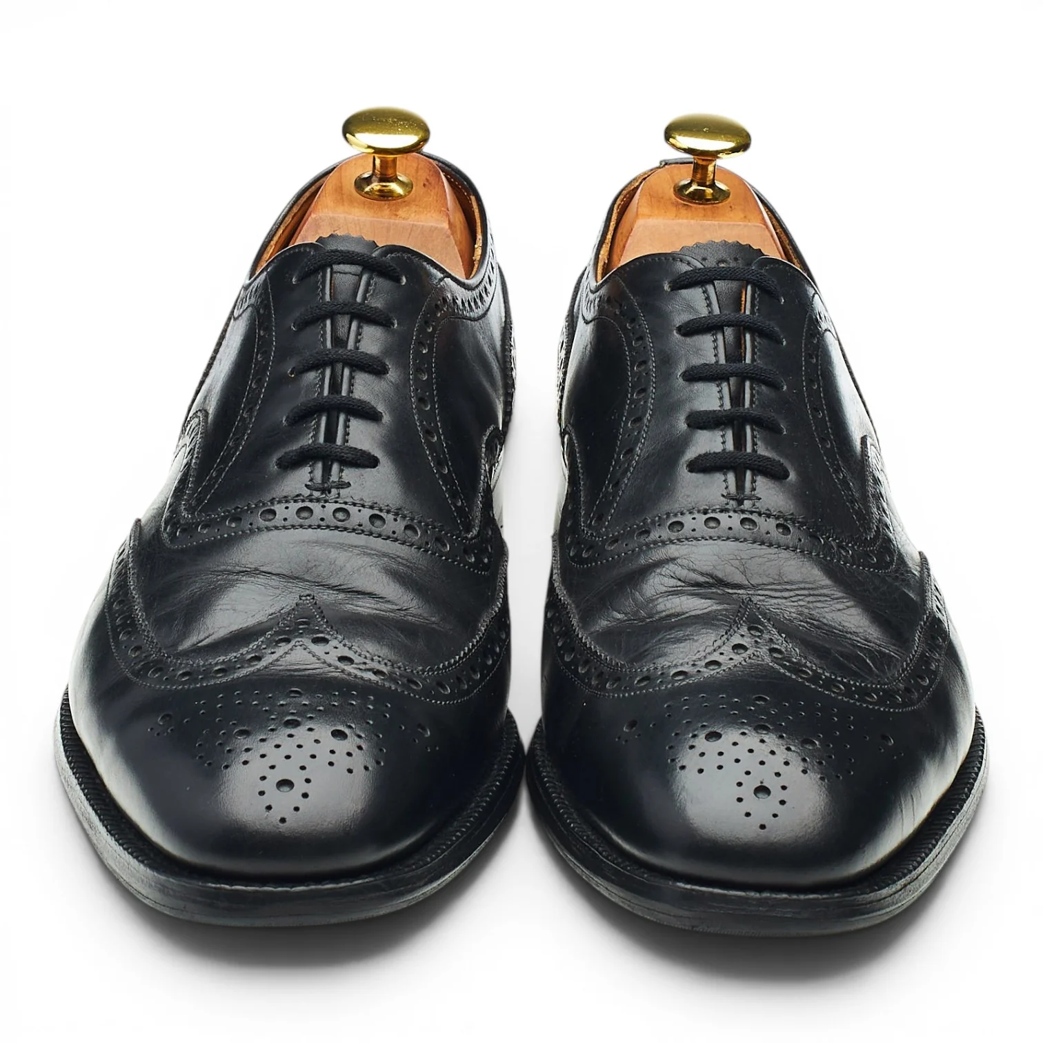 Vintage Black Leather Oxford Brogues UK 8.5 F - Image 2