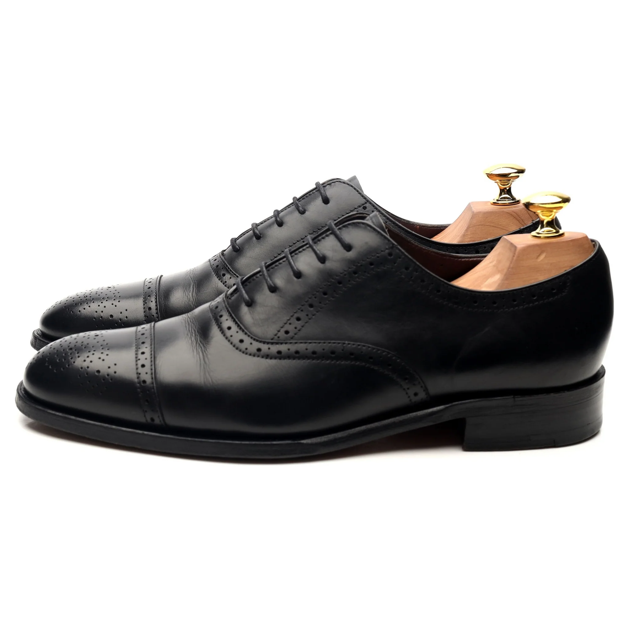 Black Leather Oxford Brogues UK 8 F - Image 2