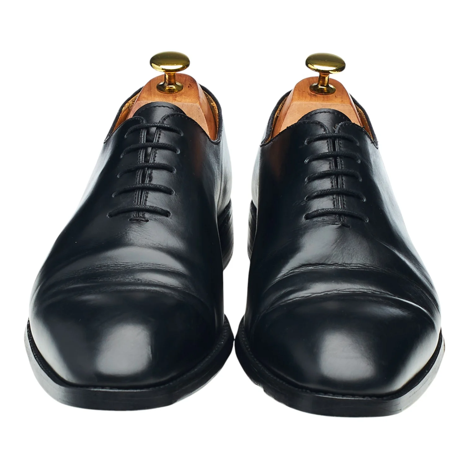 Black Leather Wholecut Oxford UK 8.5 - Image 2