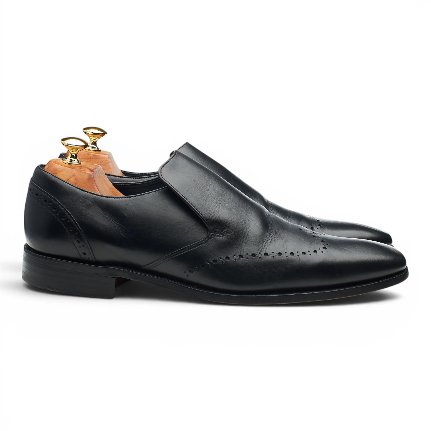 'Bourne' Black Leather Slip On Loafers UK 10 F