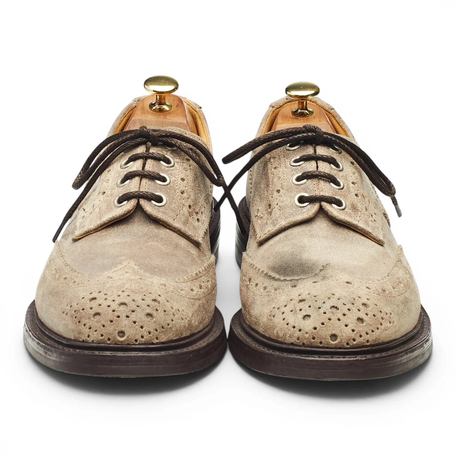 'Bourton' Stone Waxed Suede Derby Brogues UK 8 - Image 2