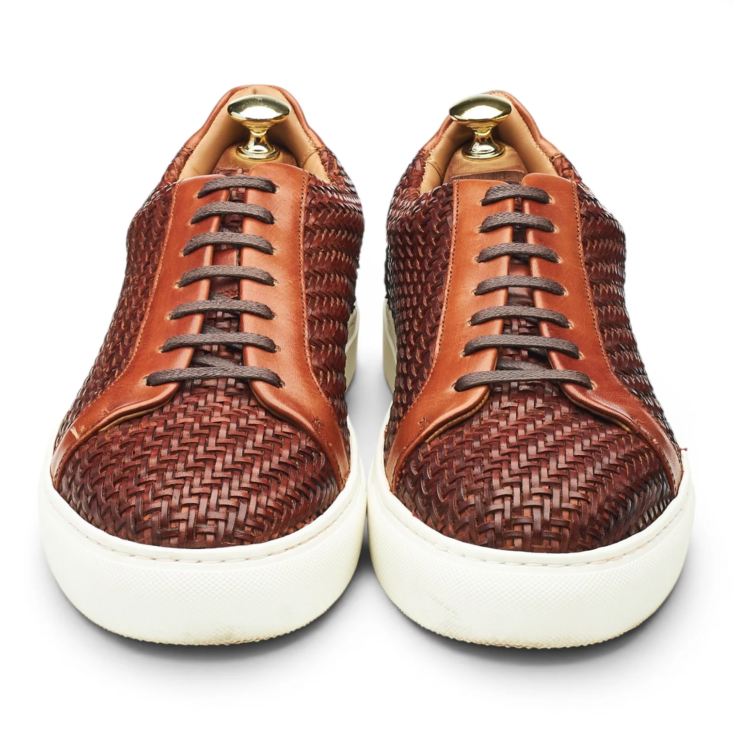 'Brody' Brown Braided Leather Sneakers UK 8.5 - Image 2