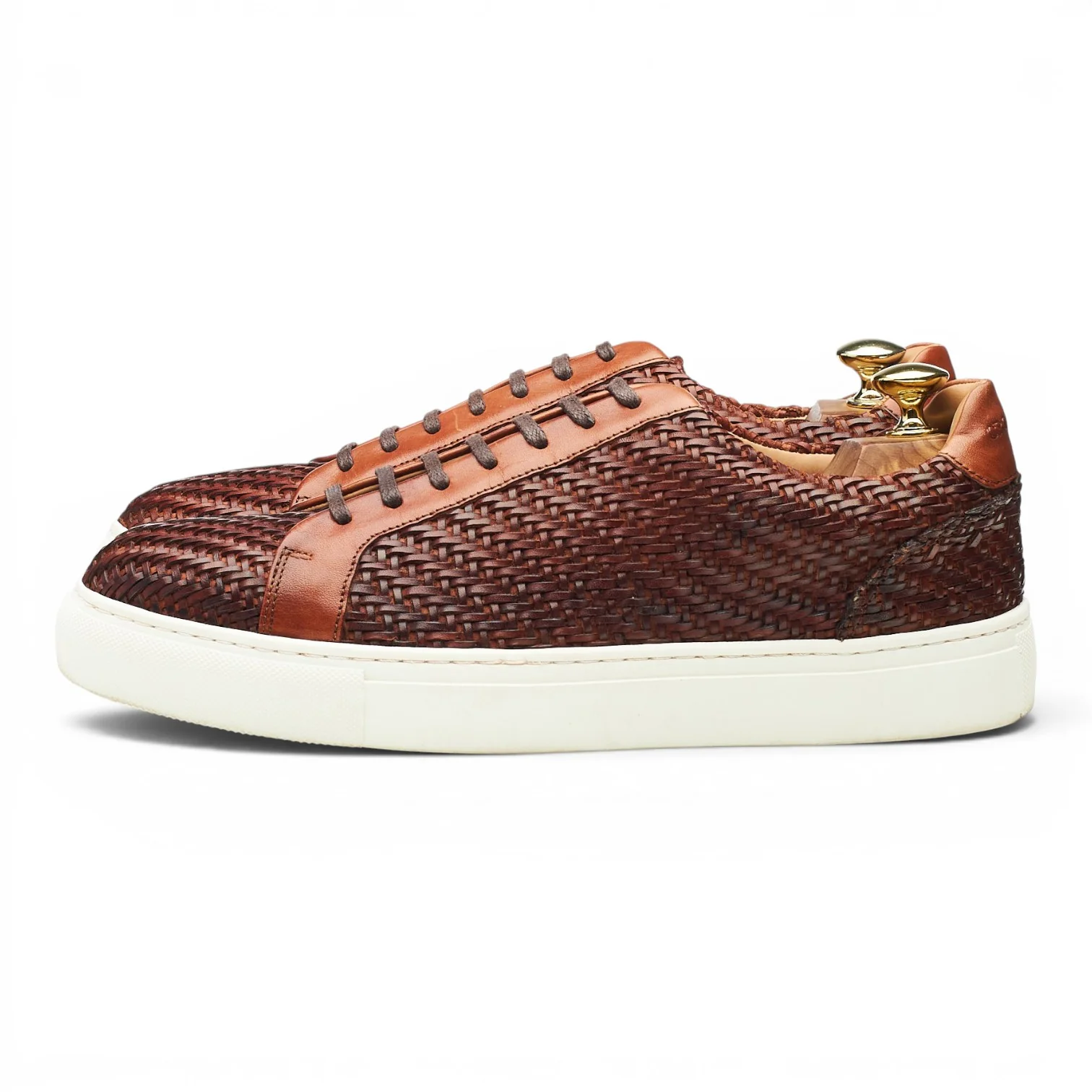 'Brody' Brown Braided Leather Sneakers UK 8.5 - Image 3