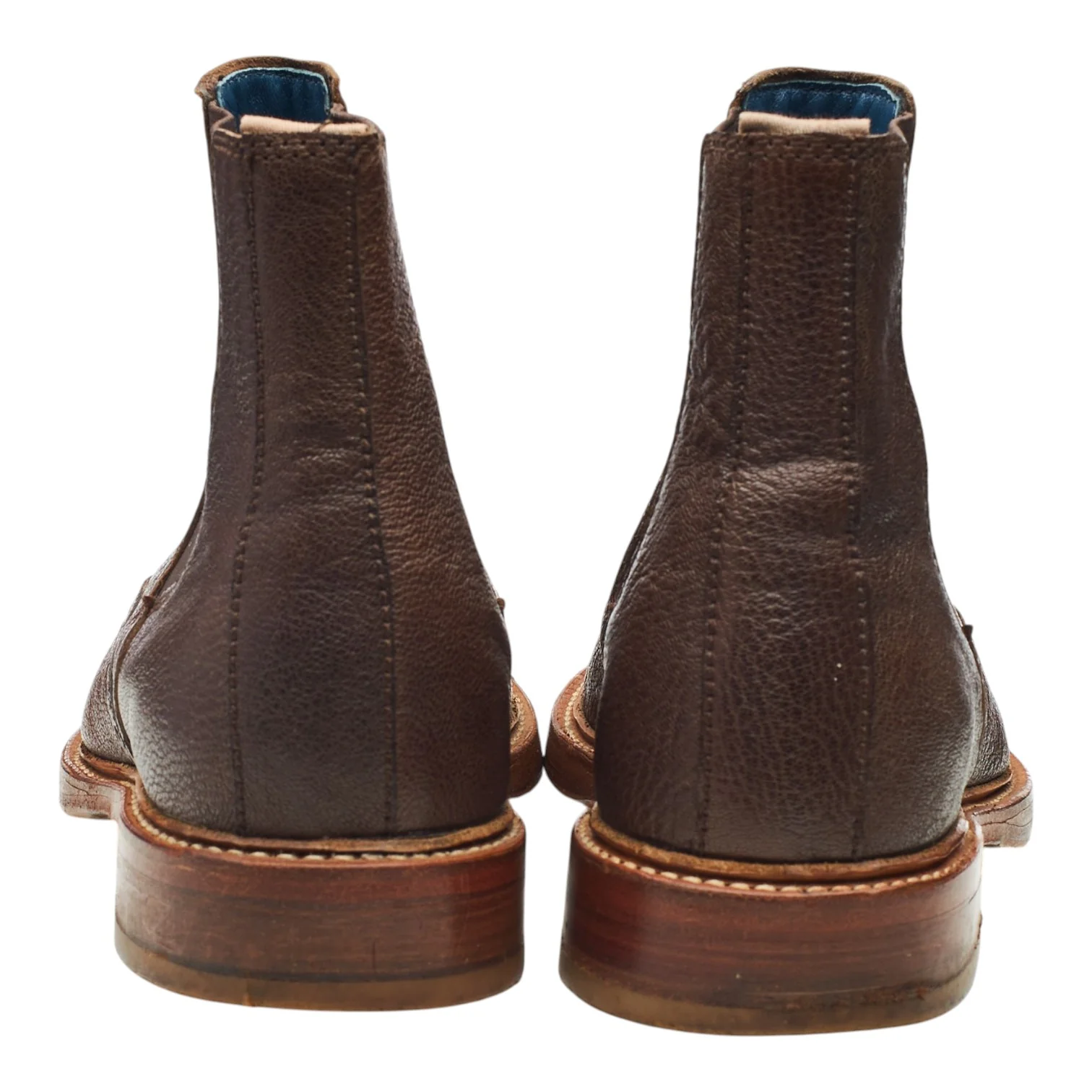 Brown Grain Leather Brogue Chelsea Boots UK 8 - Image 4