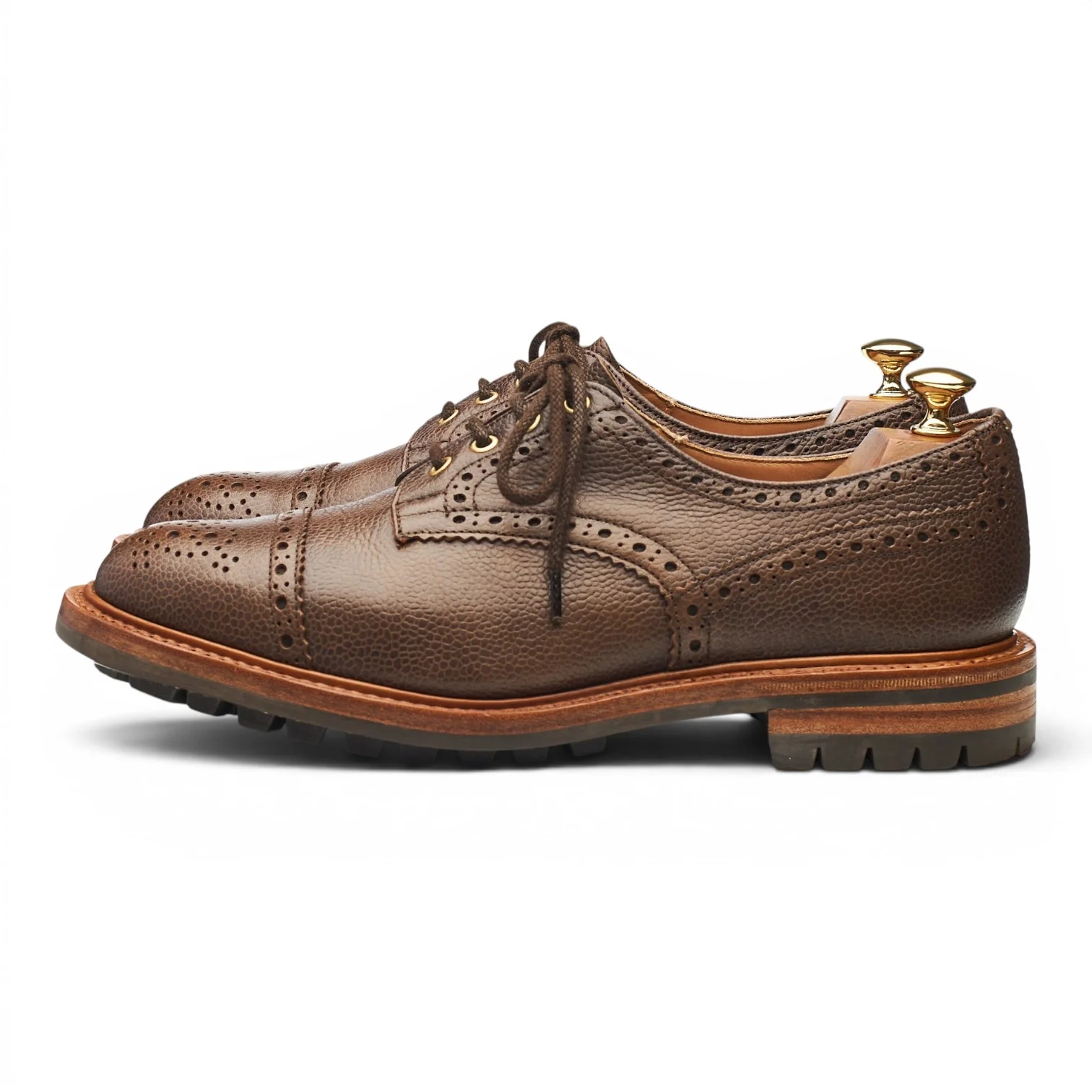 '7047' Brown Grain Leather Derby Brogues UK 9 - Image 3