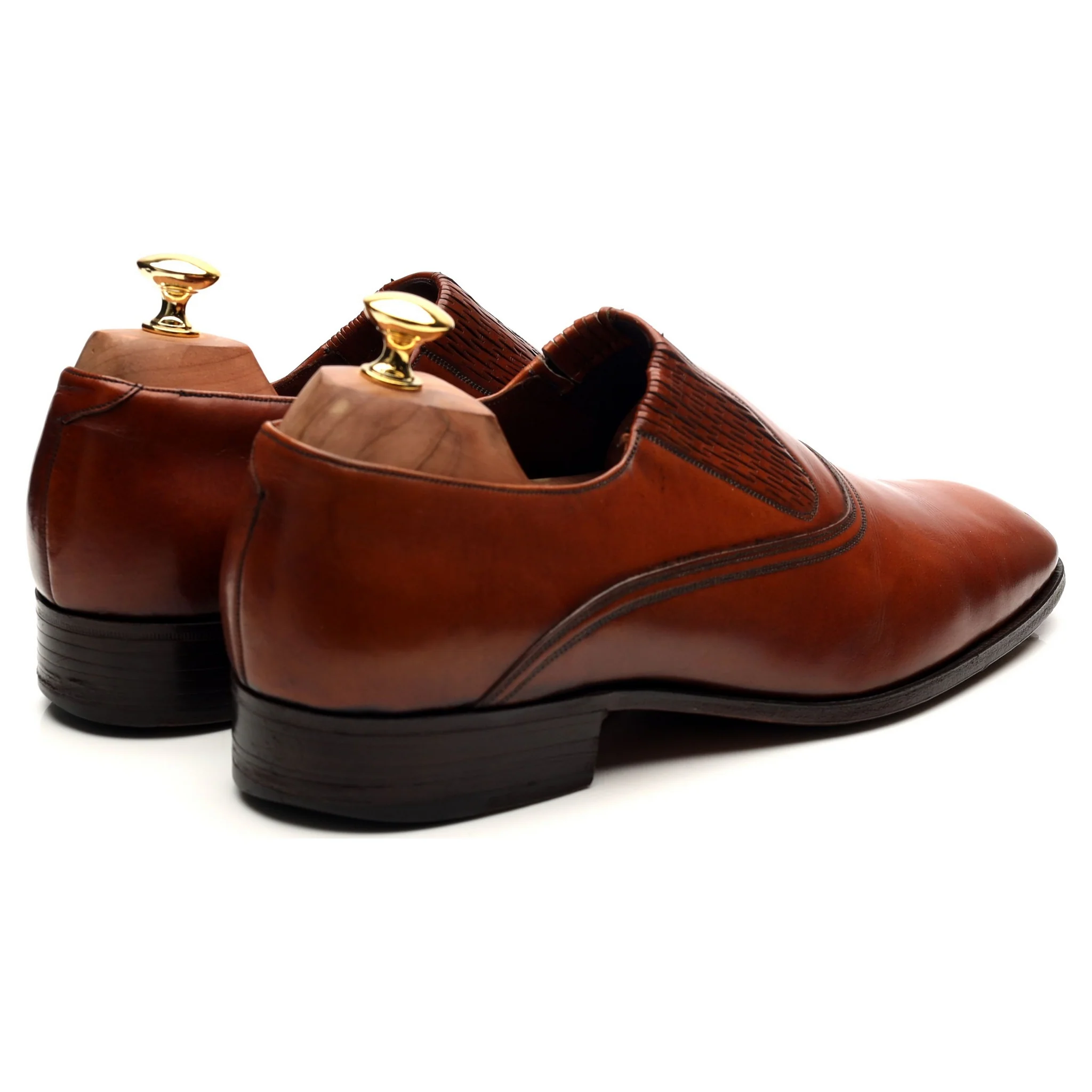 Vintage Brown Leather Slip On Loafers UK 10 E - Image 4