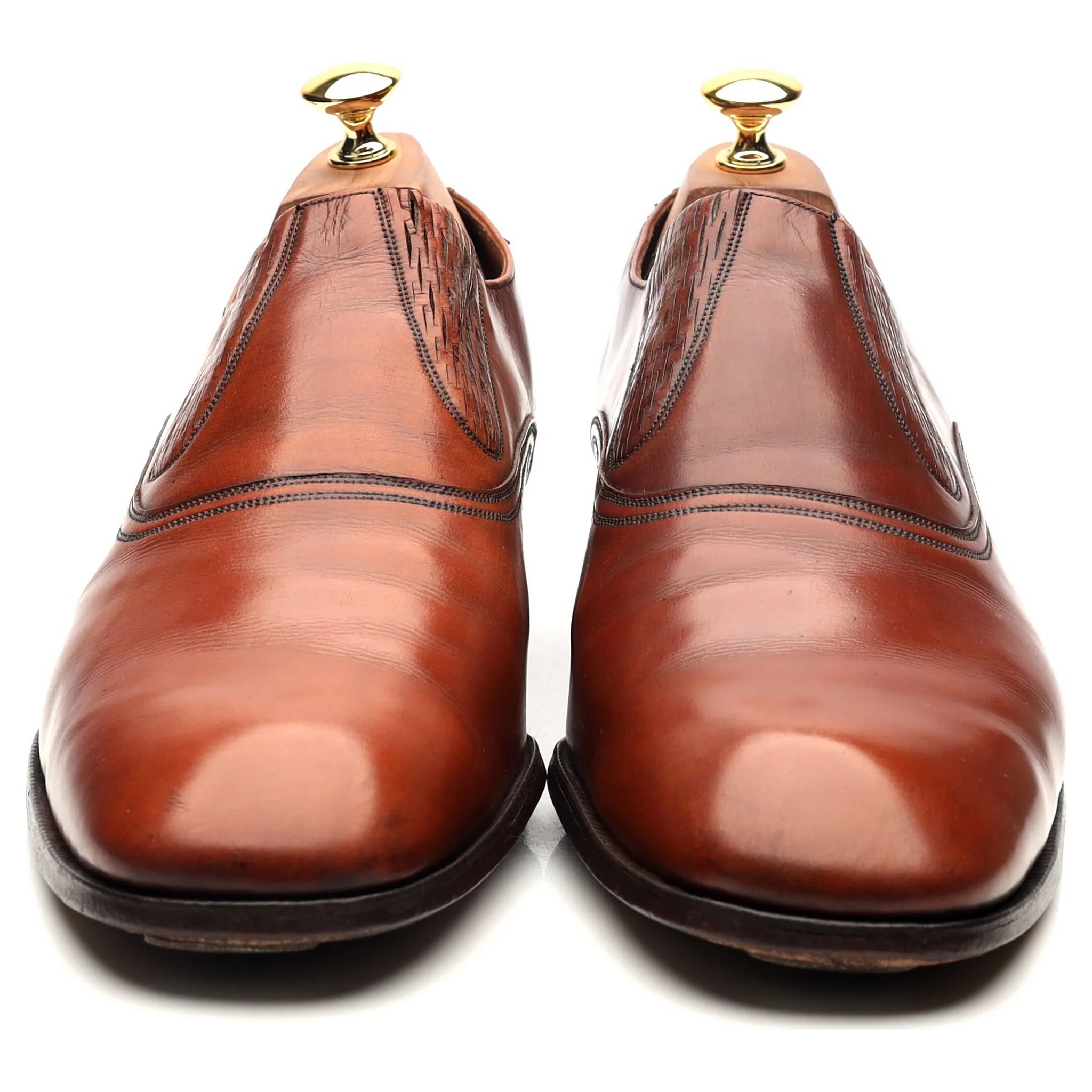 Vintage Brown Leather Slip On Loafers UK 10 E - Image 7