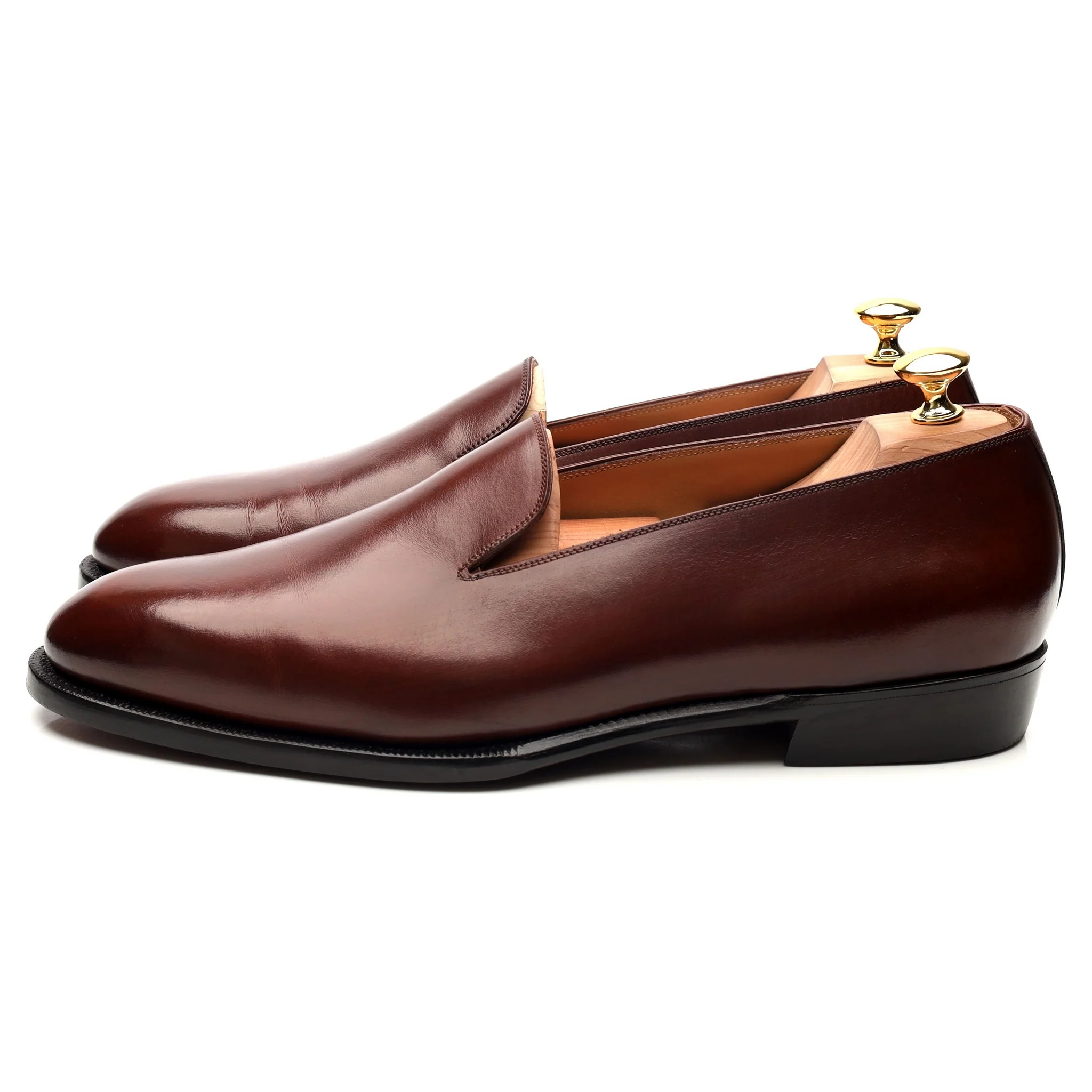 Brown Leather Wholecut Slipper Loafers UK 11 - Image 2