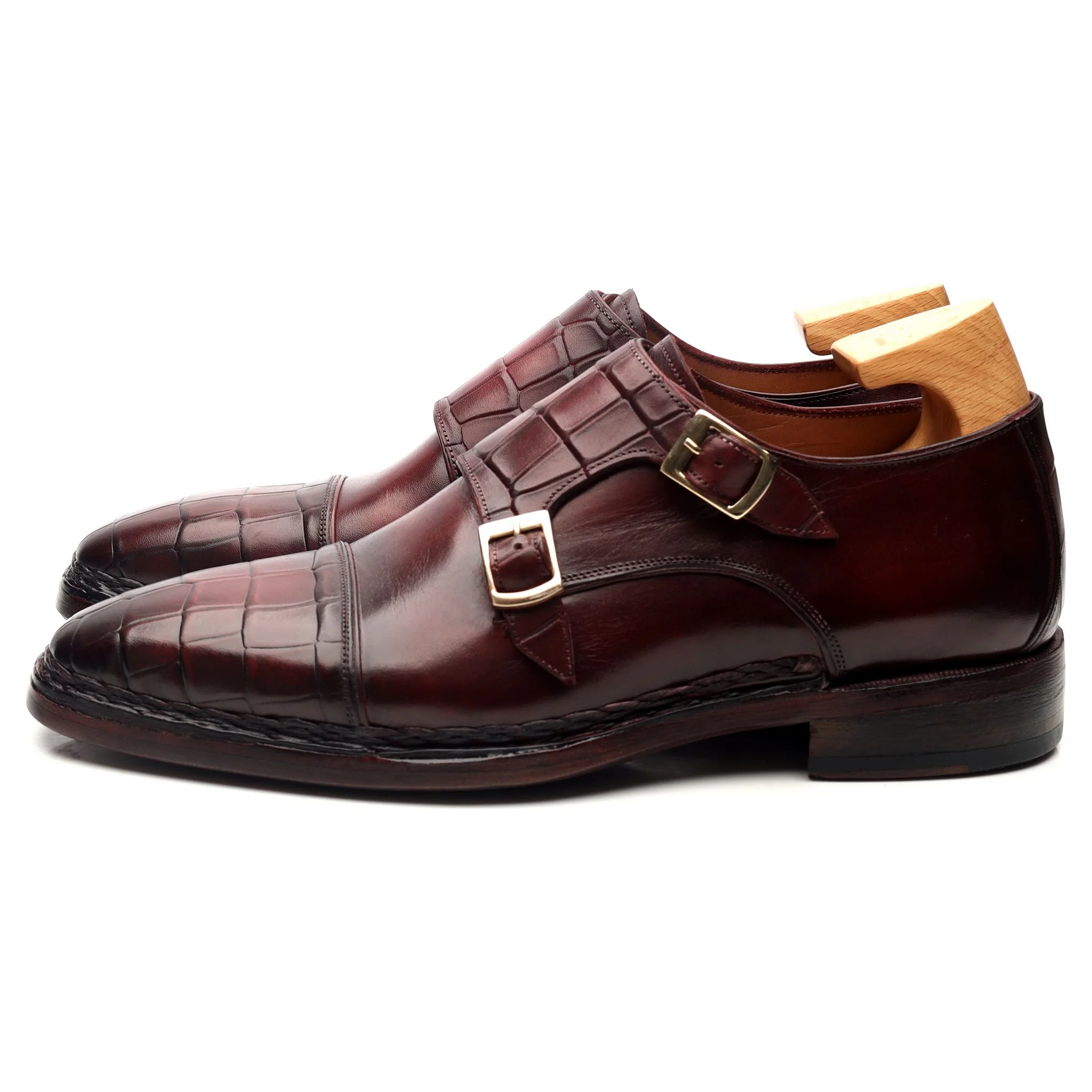 Burgundy Leather Double Monk Strap UK 6 EU 40 - Image 2