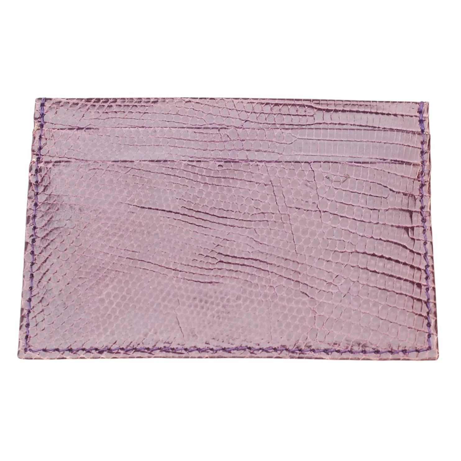 Burgundy Lizard Leather Card Holder - Image 3