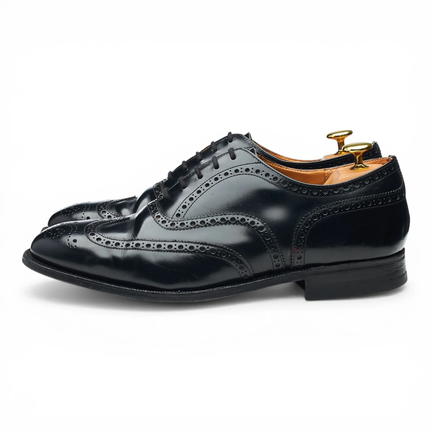 Black Leather Oxford Brogues UK 8 G - Image 3