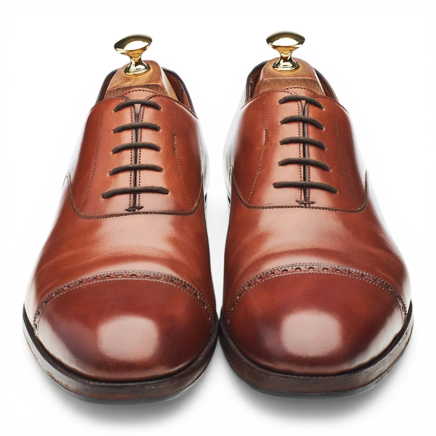 'Cambridge' Tan Brown Leather Oxford UK 10.5 E - Image 2