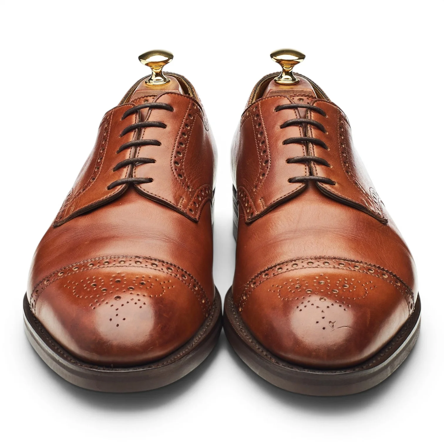 'Cardiff' Tan Brown Leather Derby Brogues UK 9.5 F - Image 2