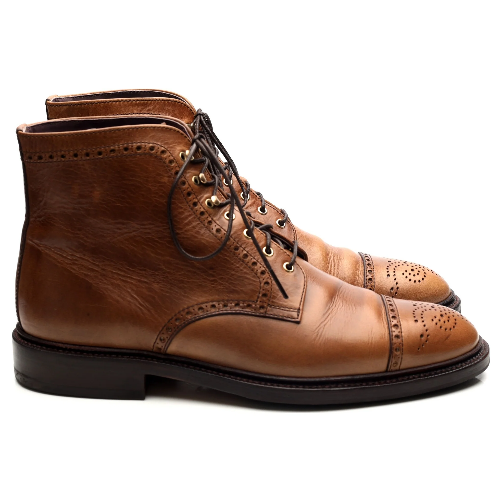 '80780' Light Brown Leather Brogue Boots UK 9 EE - Image 6