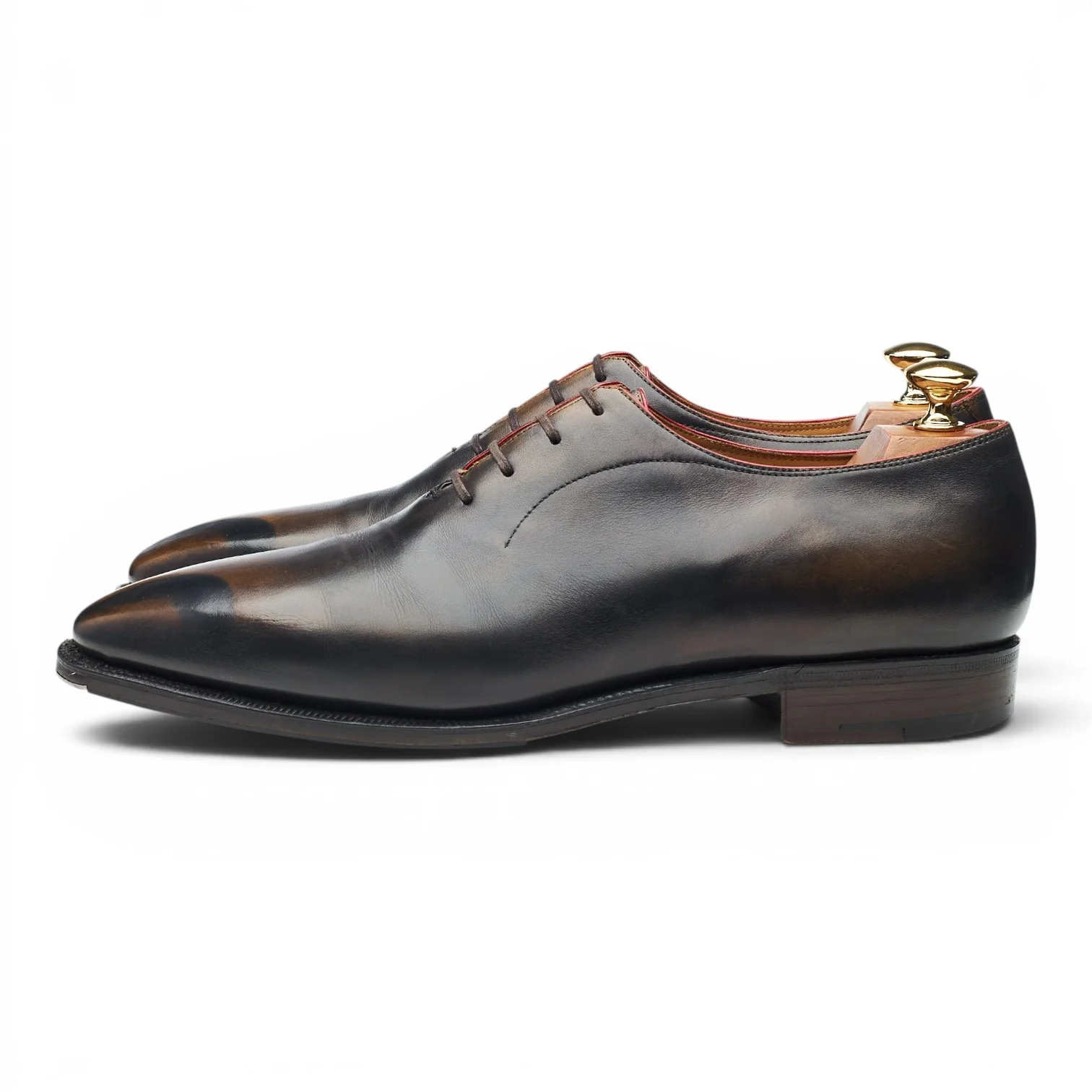 'Casanova' Dark Brown 'Old Black' Patina Leather Wholecut Oxford UK 9 - Image 3