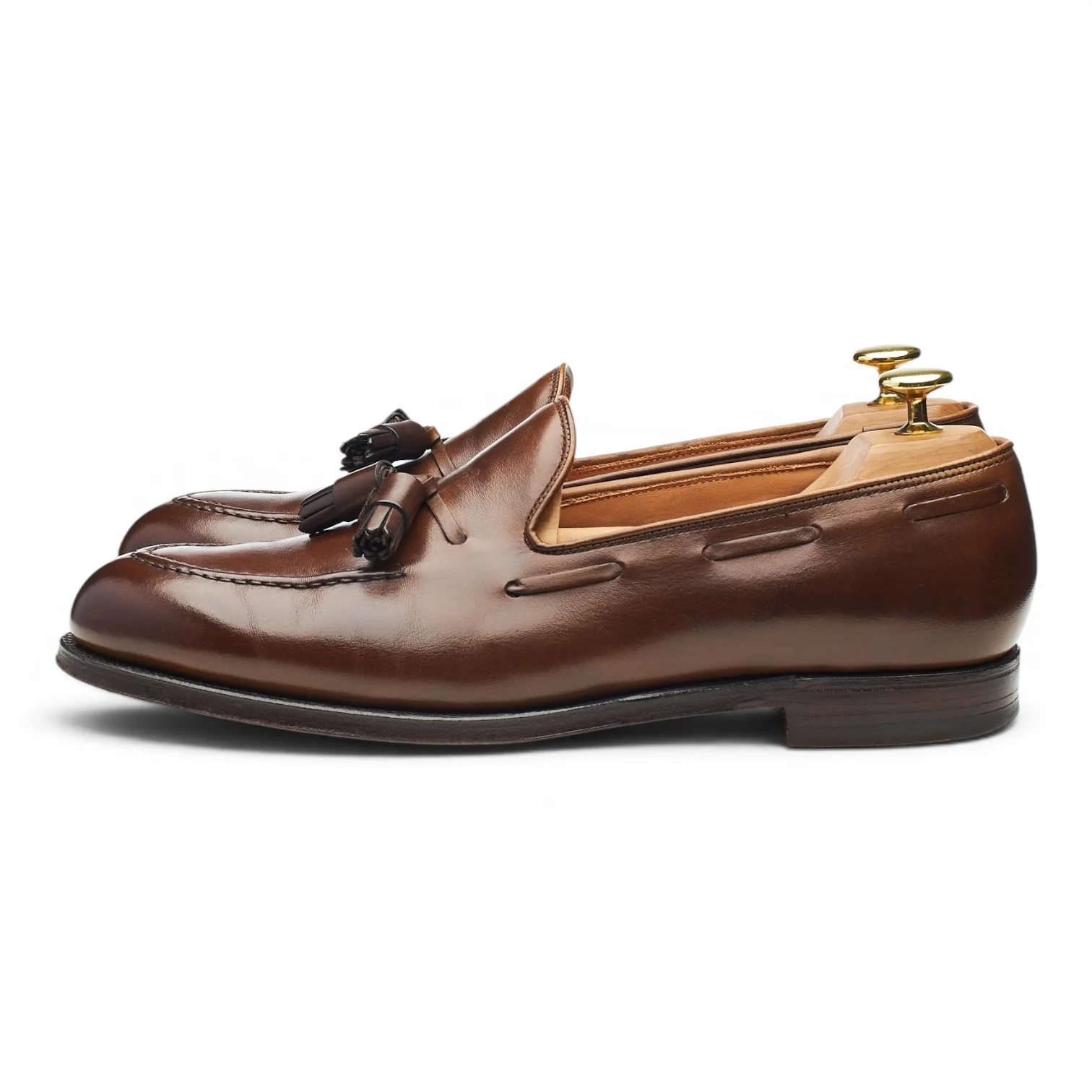 'Cavendish 2' Dark Brown Leather Tassel Loafers UK 8 E - Image 3