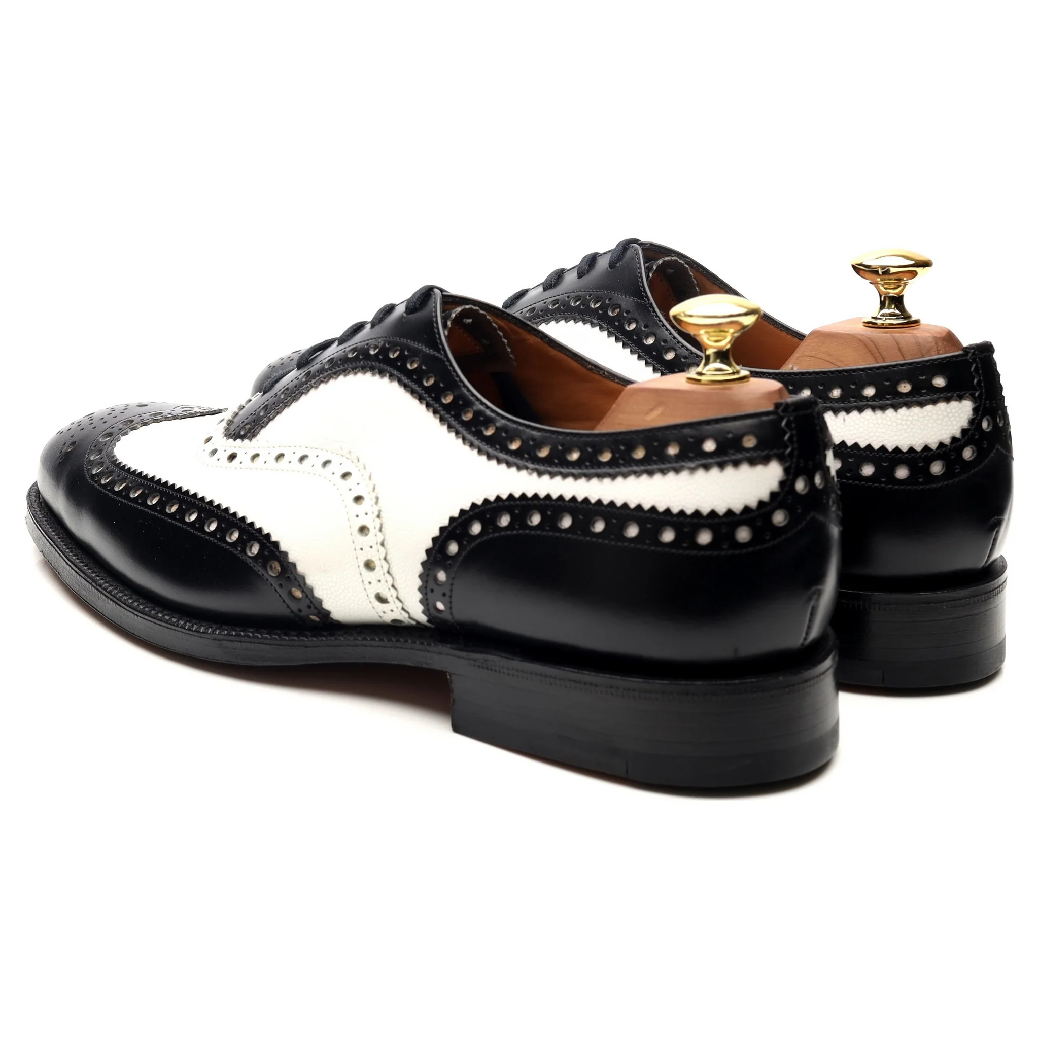 'Barlow' Black White Leather Spectator Brogues UK 8 G - Image 3