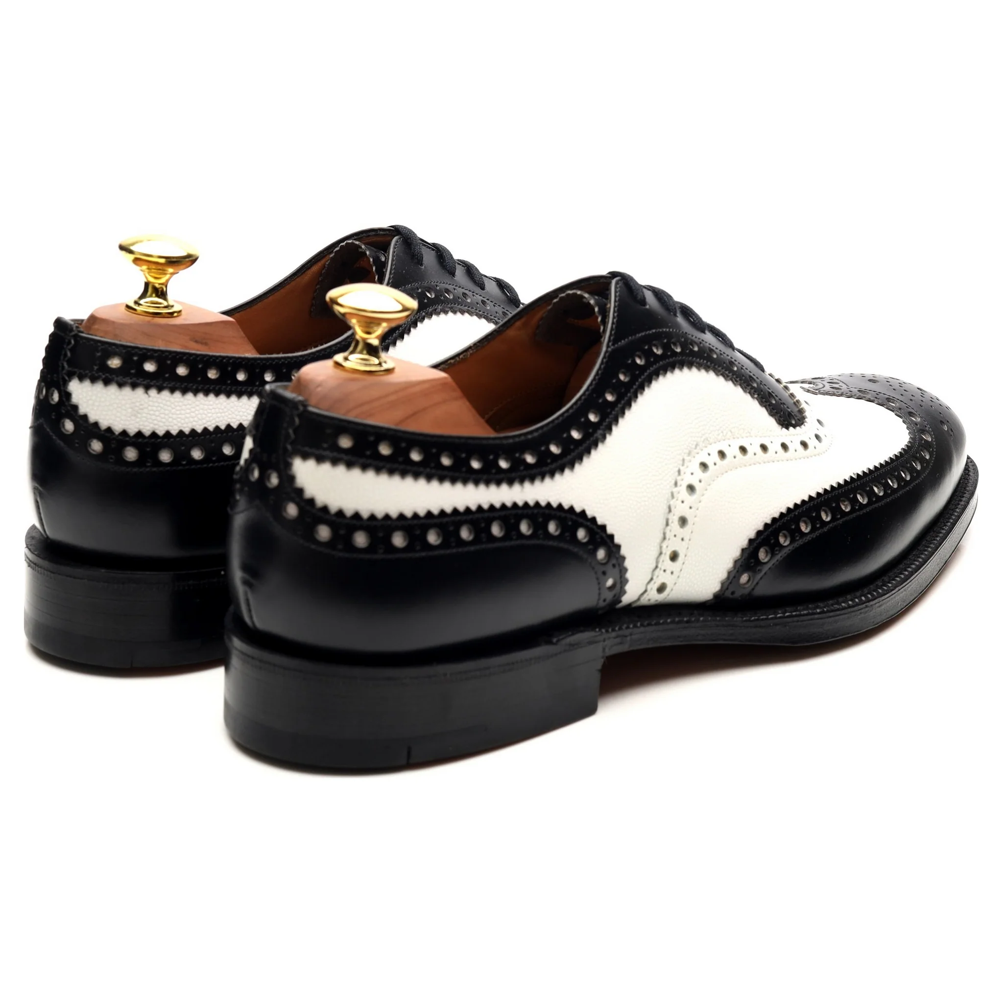 'Barlow' Black White Leather Spectator Brogues UK 8 G - Image 5