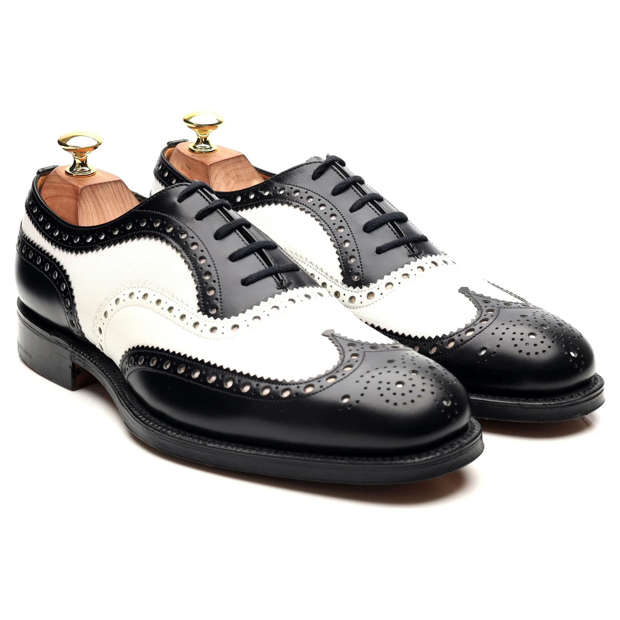 'Barlow' Black White Leather Spectator Brogues UK 8 G - Image 7