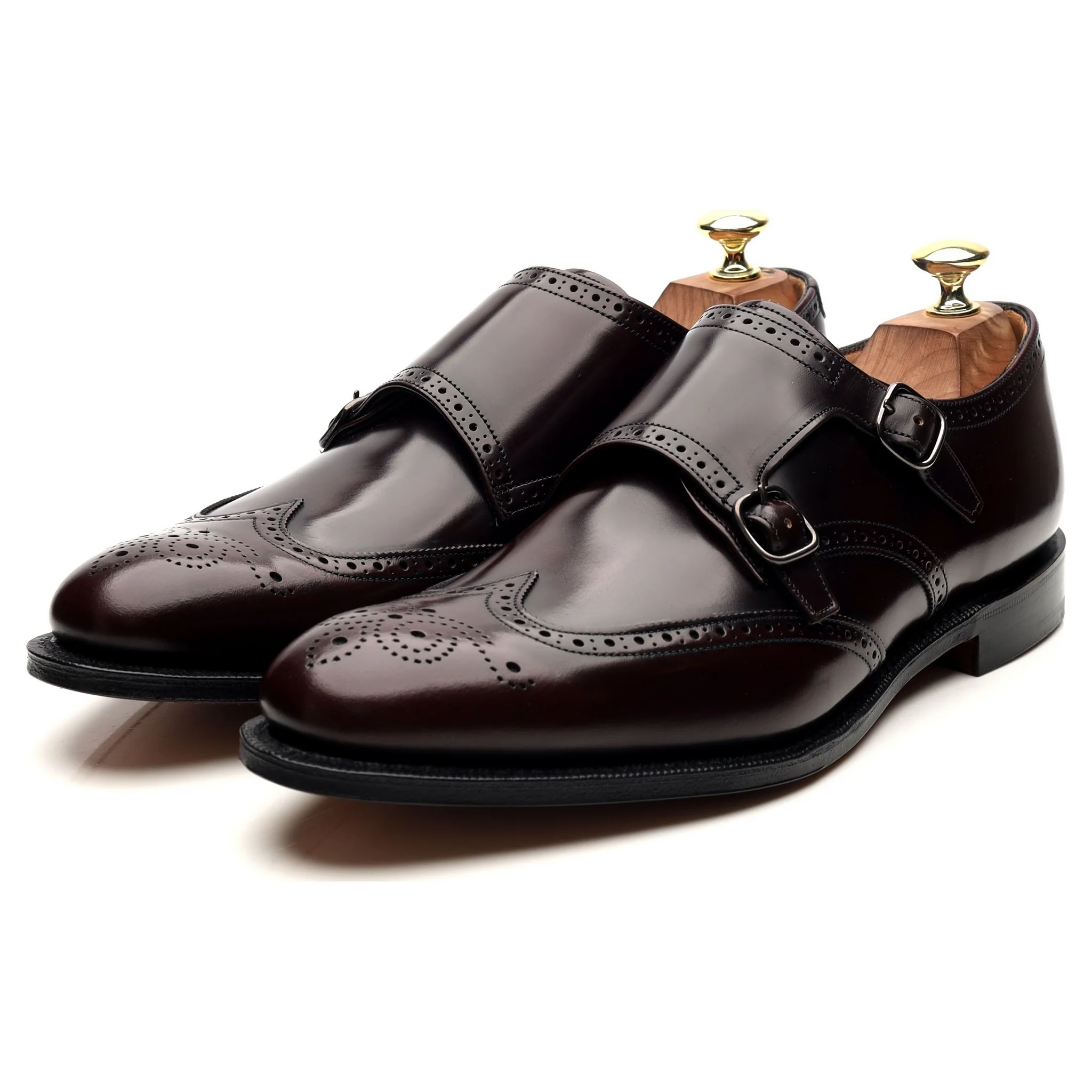 'Chicago' Burgundy Leather Double Monk Strap UK 7.5 F
