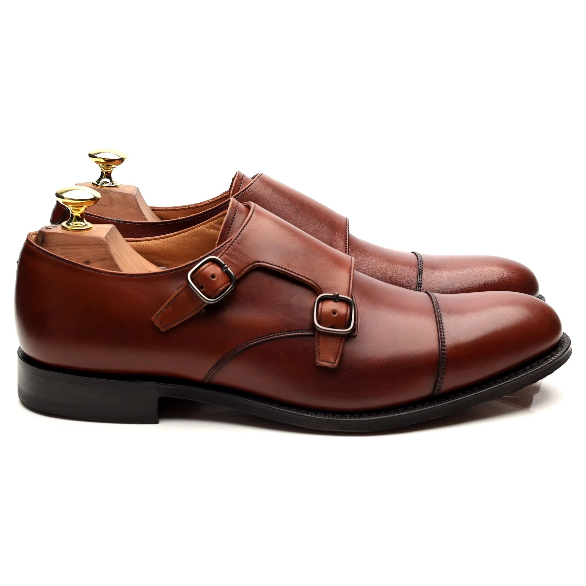 'Detroit' Tan Brown Leather Double Monk Strap UK 7 G - Image 6