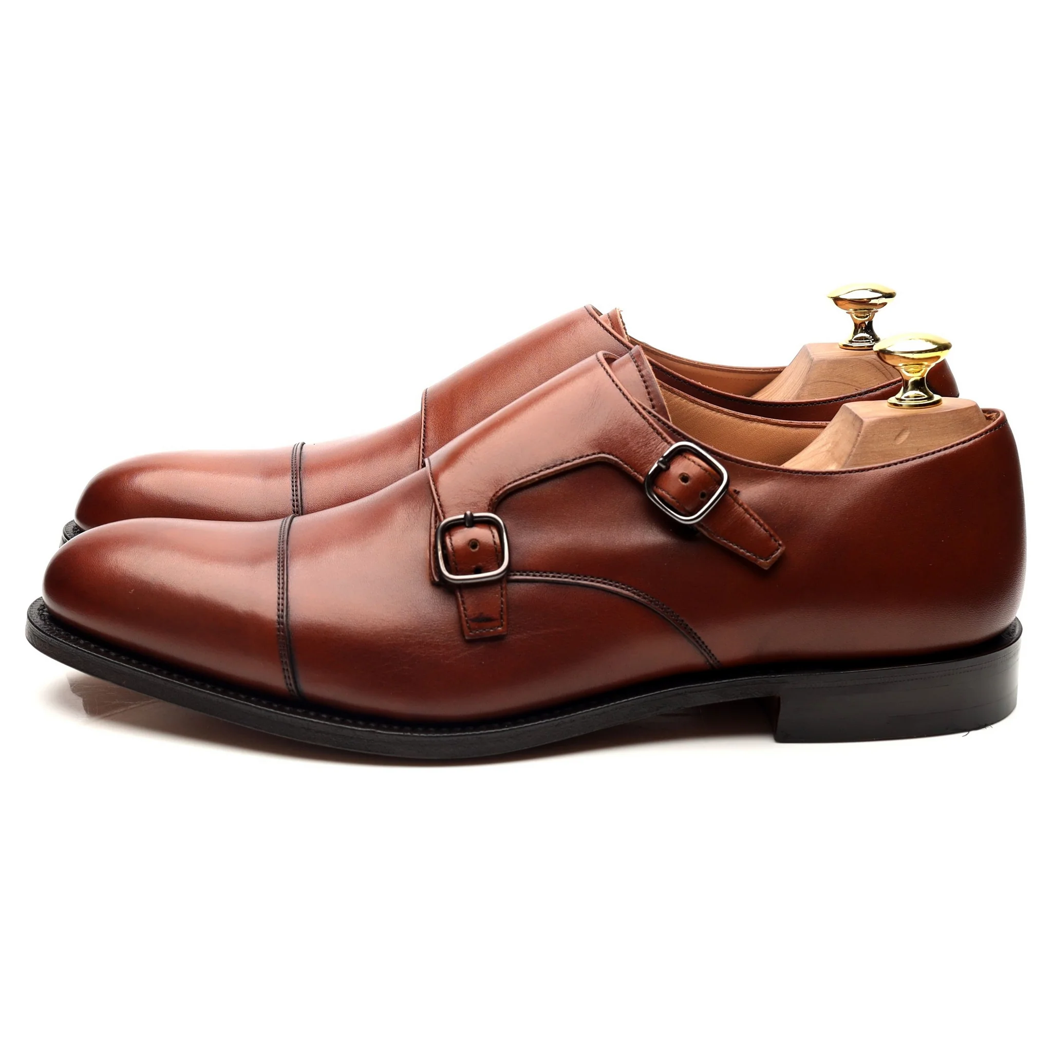 'Detroit' Tan Brown Leather Double Monk Strap UK 8 G - Image 2
