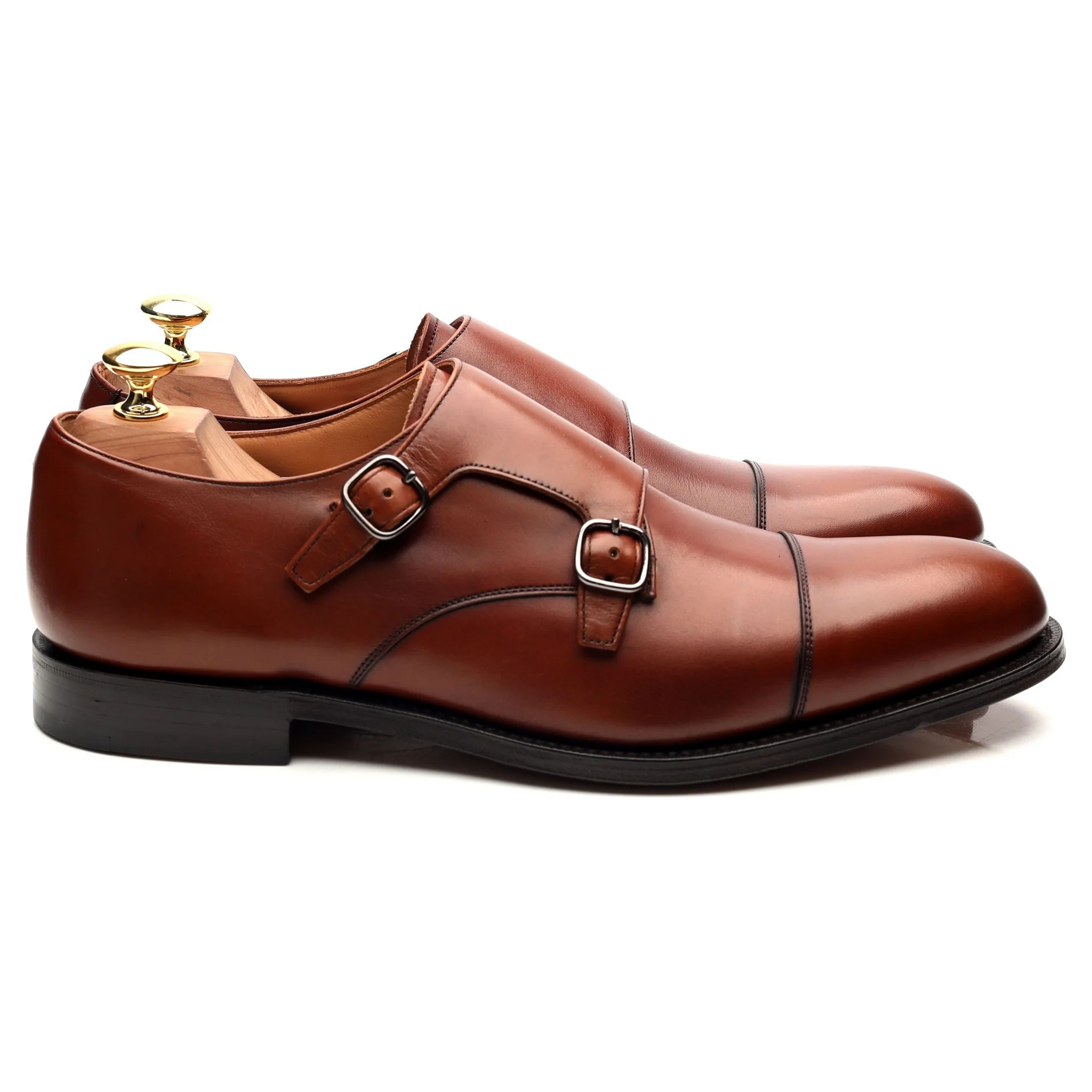 'Detroit' Tan Brown Leather Double Monk Strap UK 8 G - Image 6