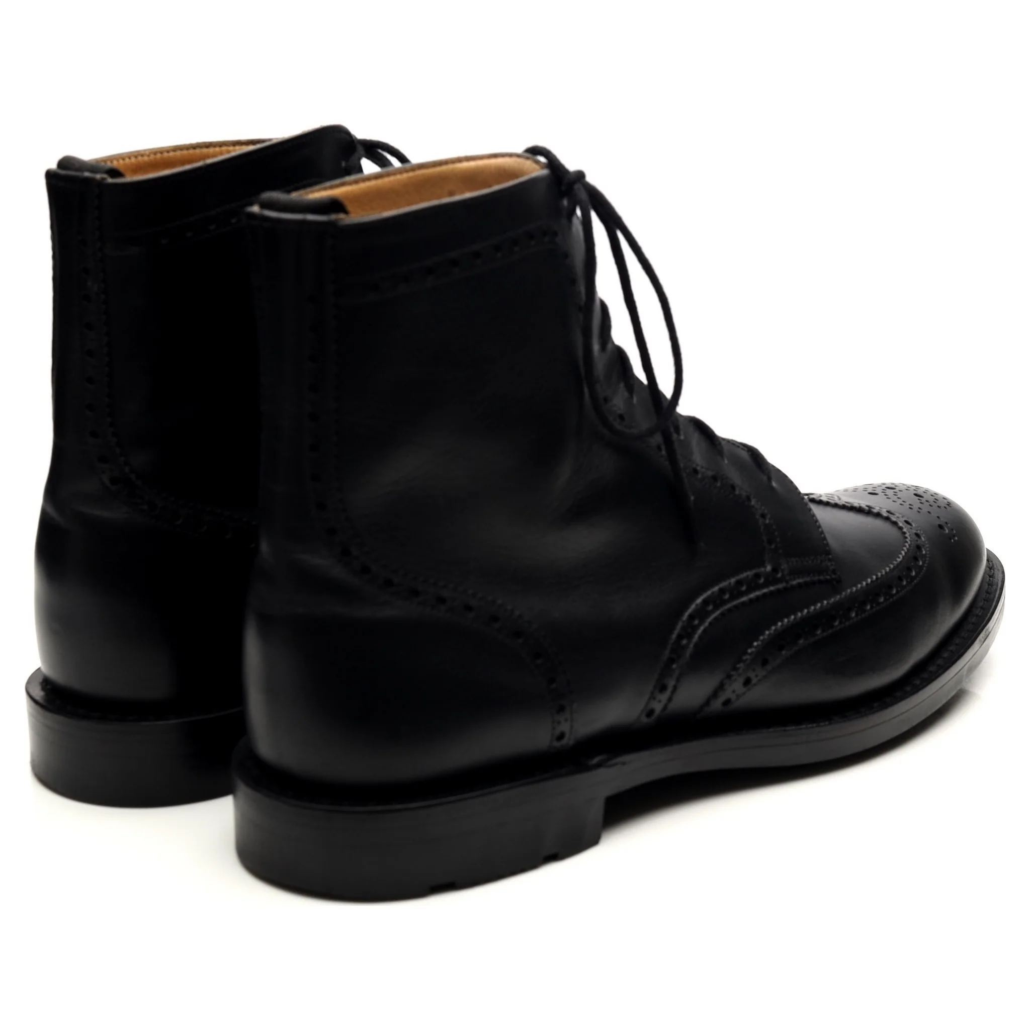 'Enfield' Black Leather Brogue Boots UK 8 F - Image 5