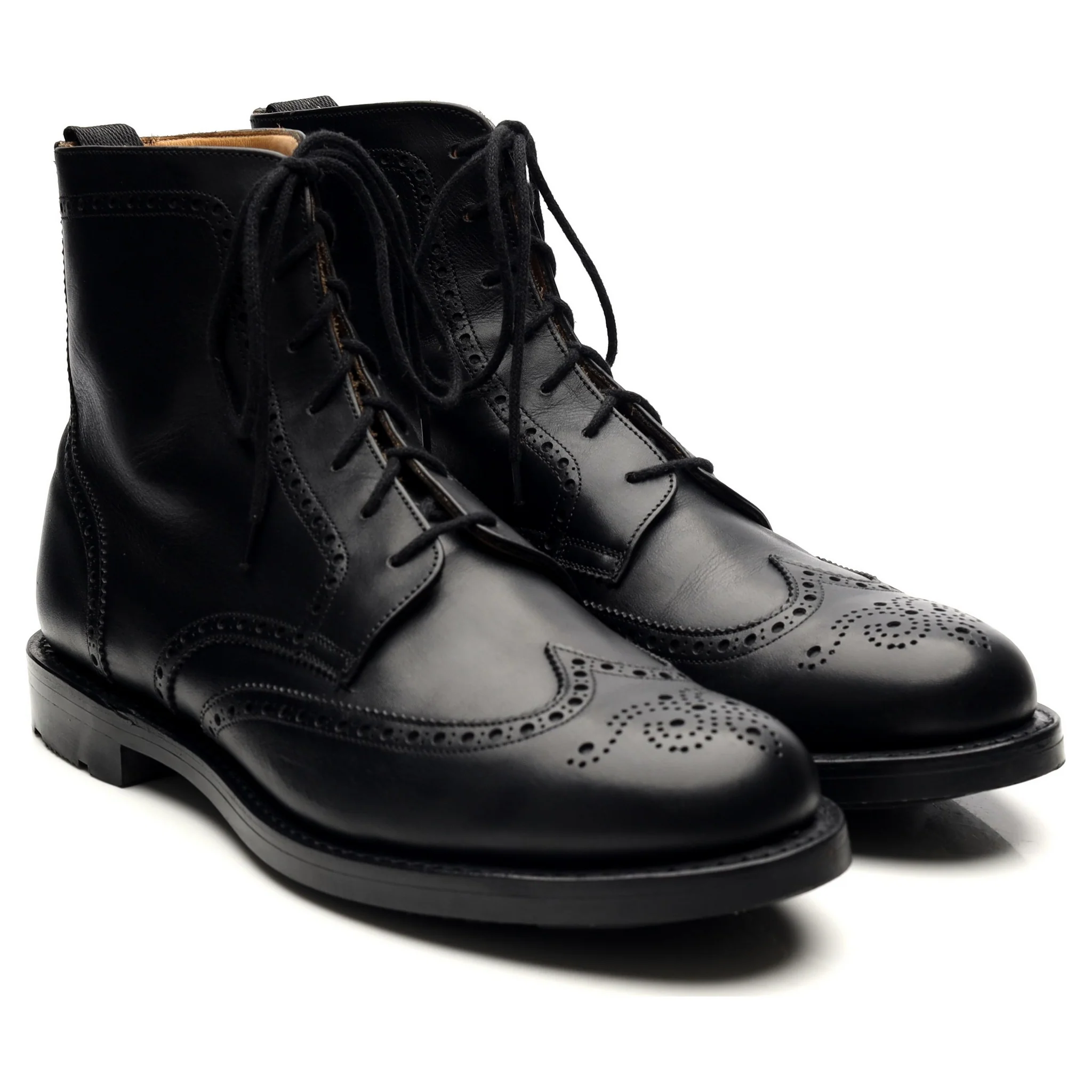 'Enfield' Black Leather Brogue Boots UK 8 F - Image 7
