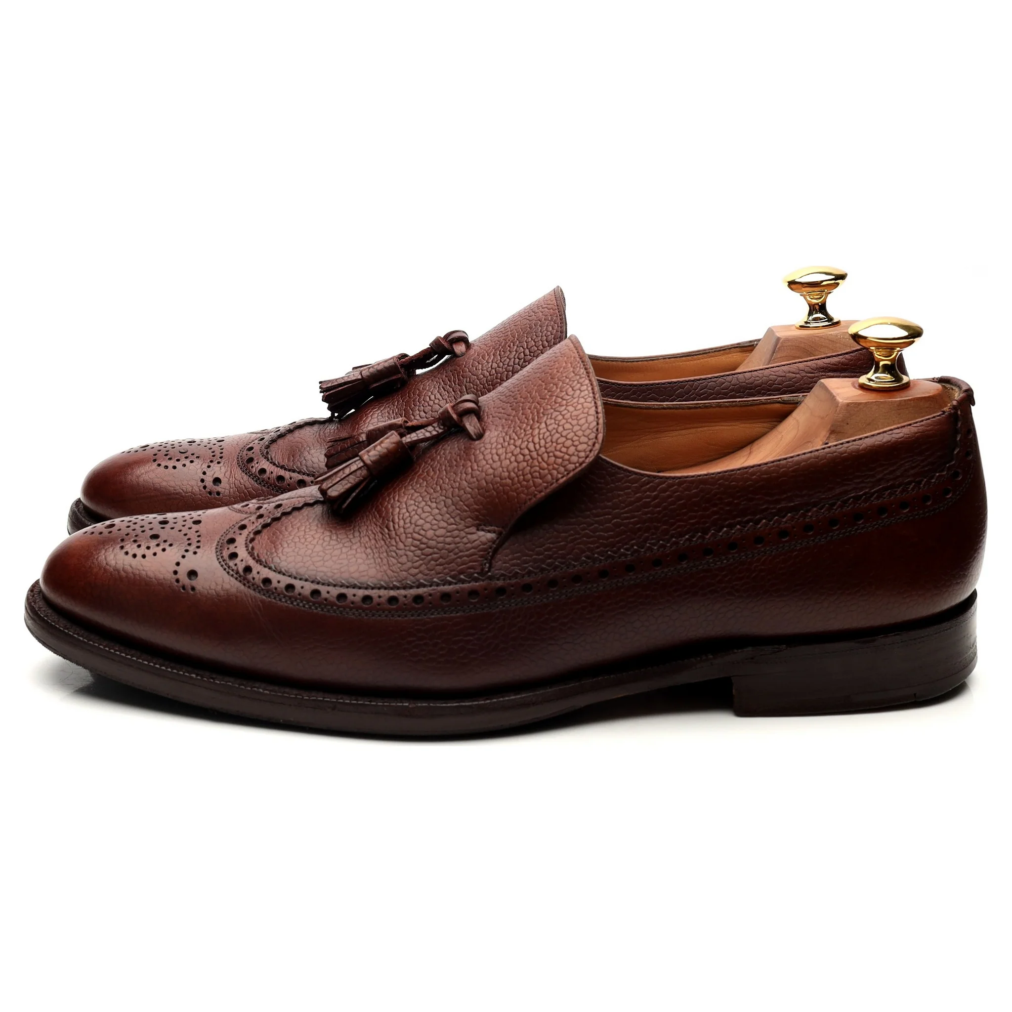 'Kingston' Brown Leather Tassel Loafers UK 9 F - Image 2