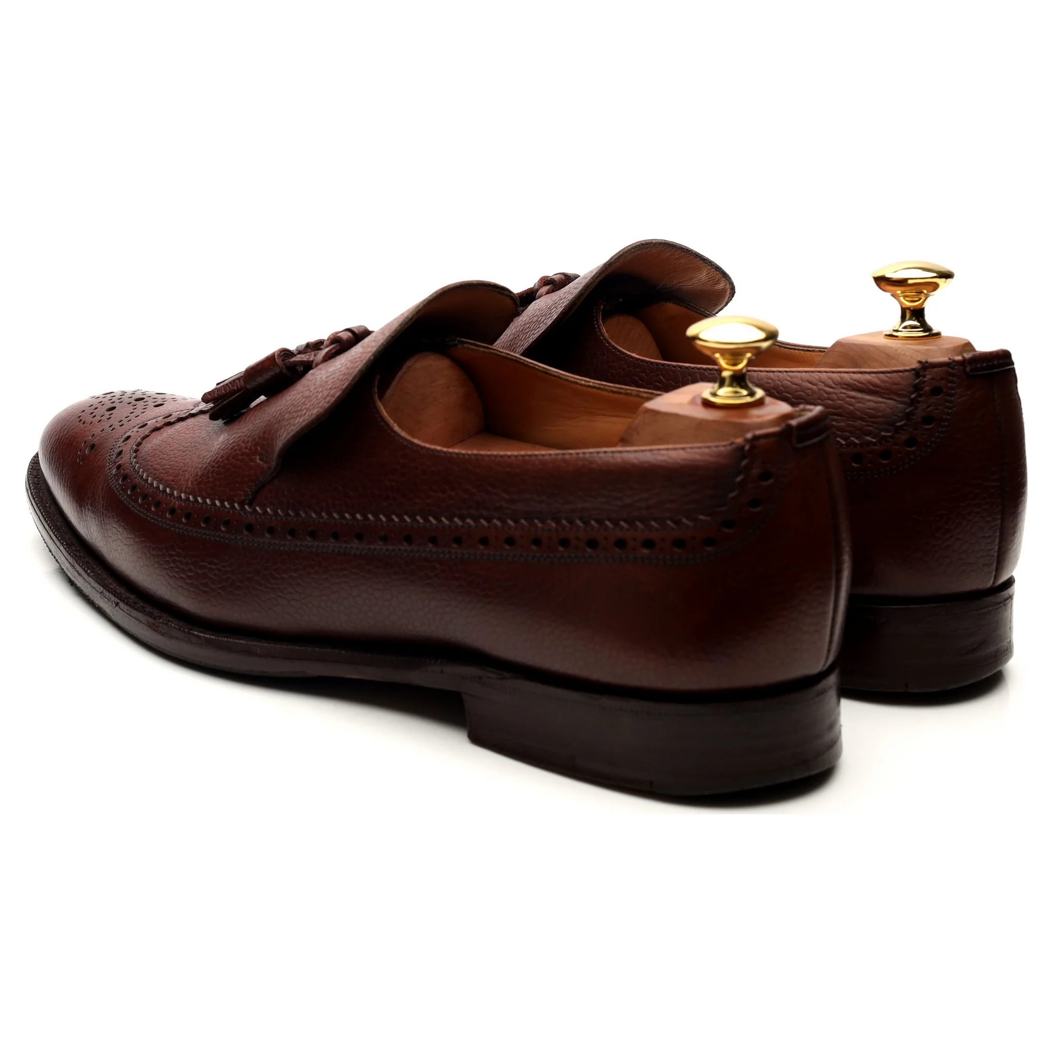 'Kingston' Brown Leather Tassel Loafers UK 9 F - Image 3