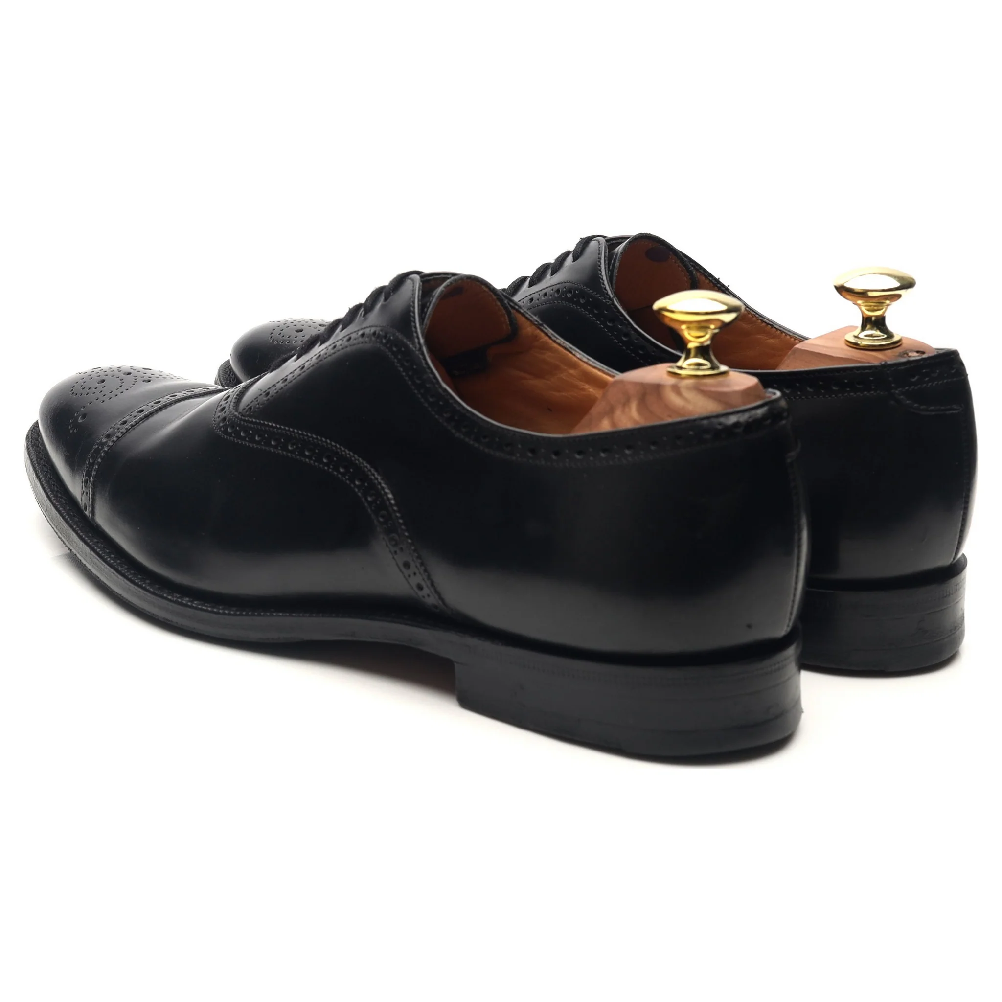 'London' Black Leather Oxford Semi Brogues UK 7.5 F - Image 3
