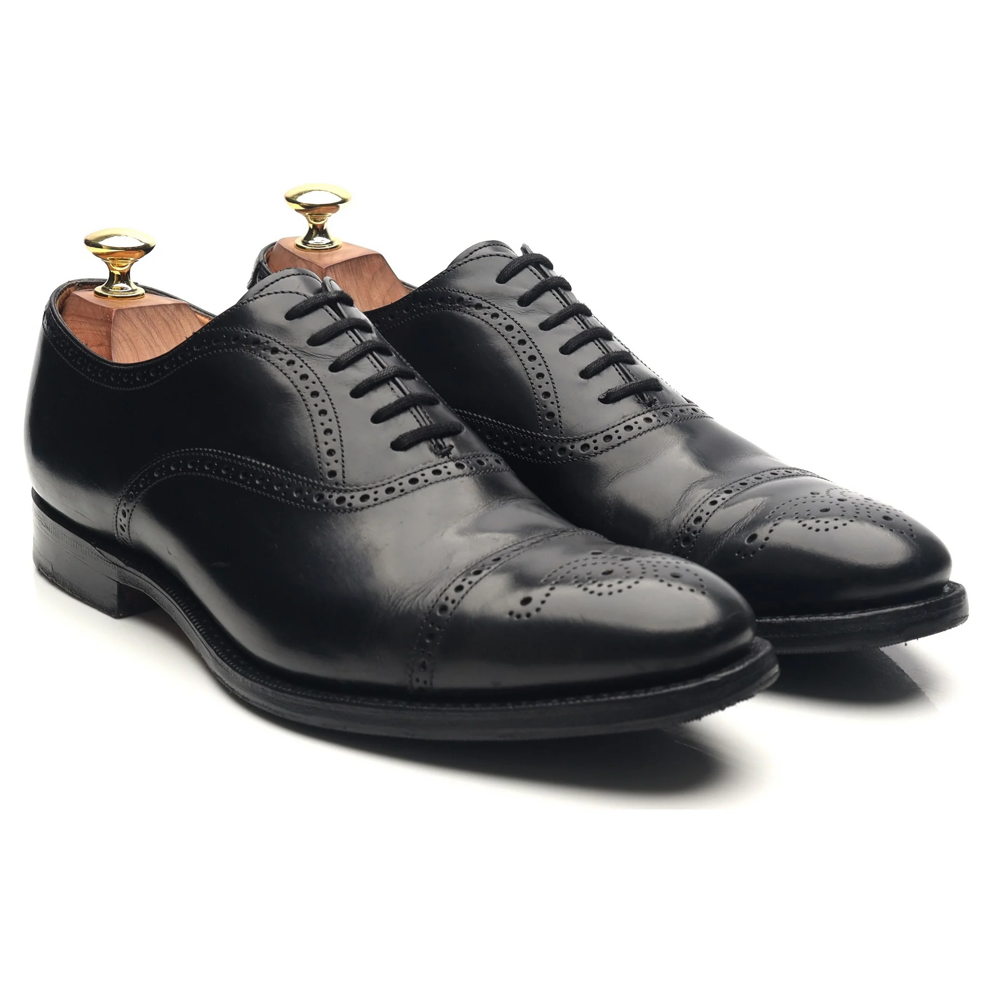 'London' Black Leather Oxford Semi Brogues UK 7.5 F - Image 7