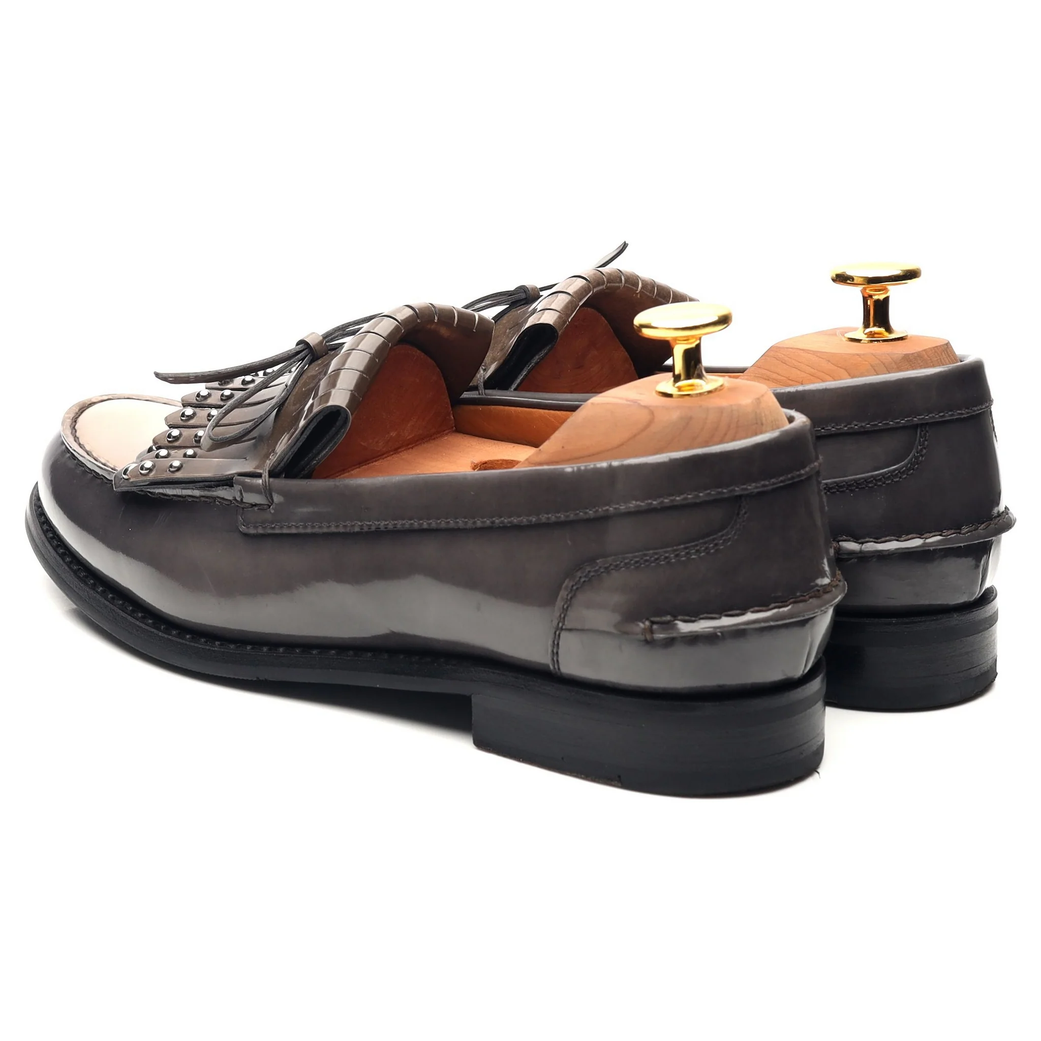 Women's 'Rachel Met' Grey Leather Fringe Loafers UK 4 EU 37 - Image 3