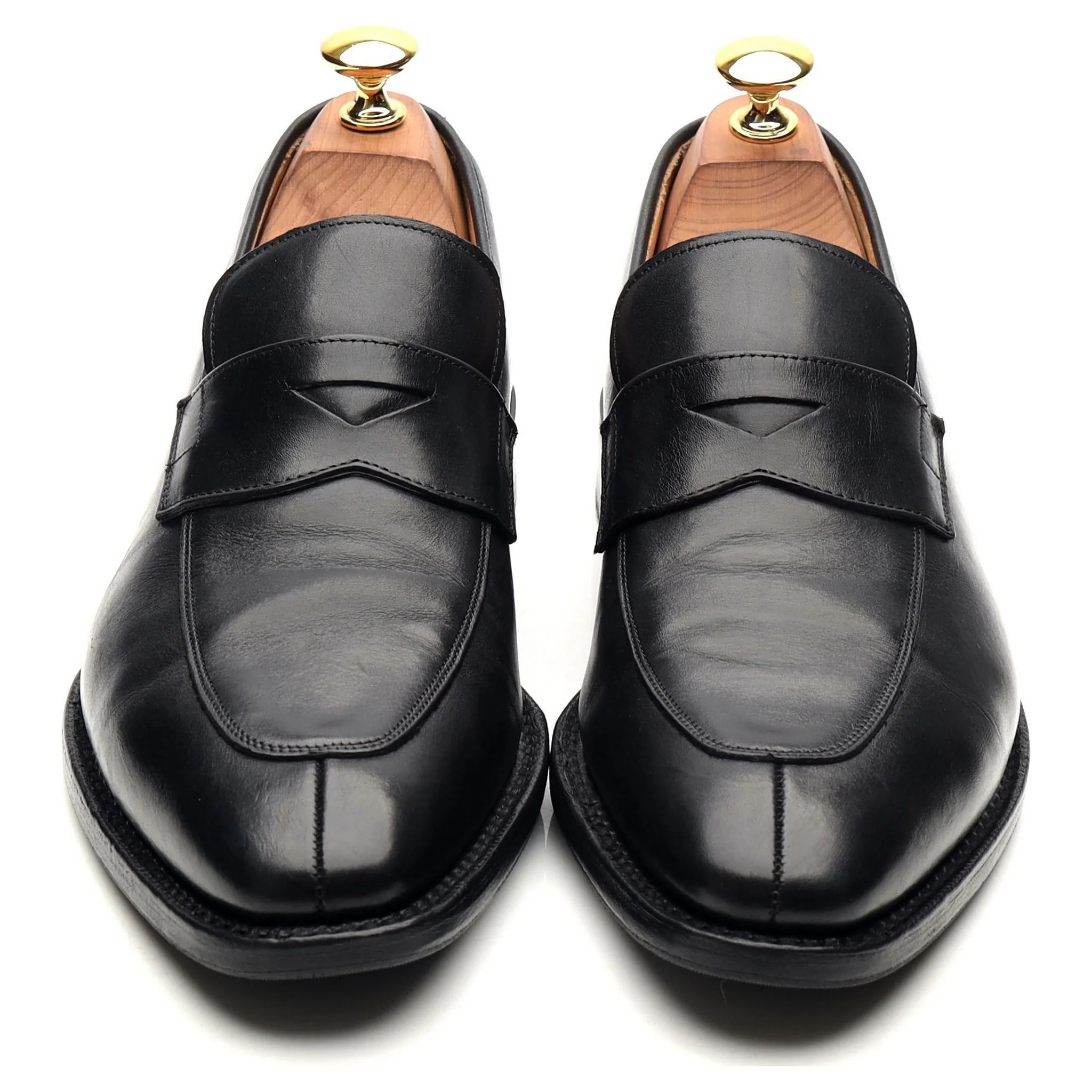 'Swanley' Black Leather Split Toe Penny Loafers UK 6 G - Image 9