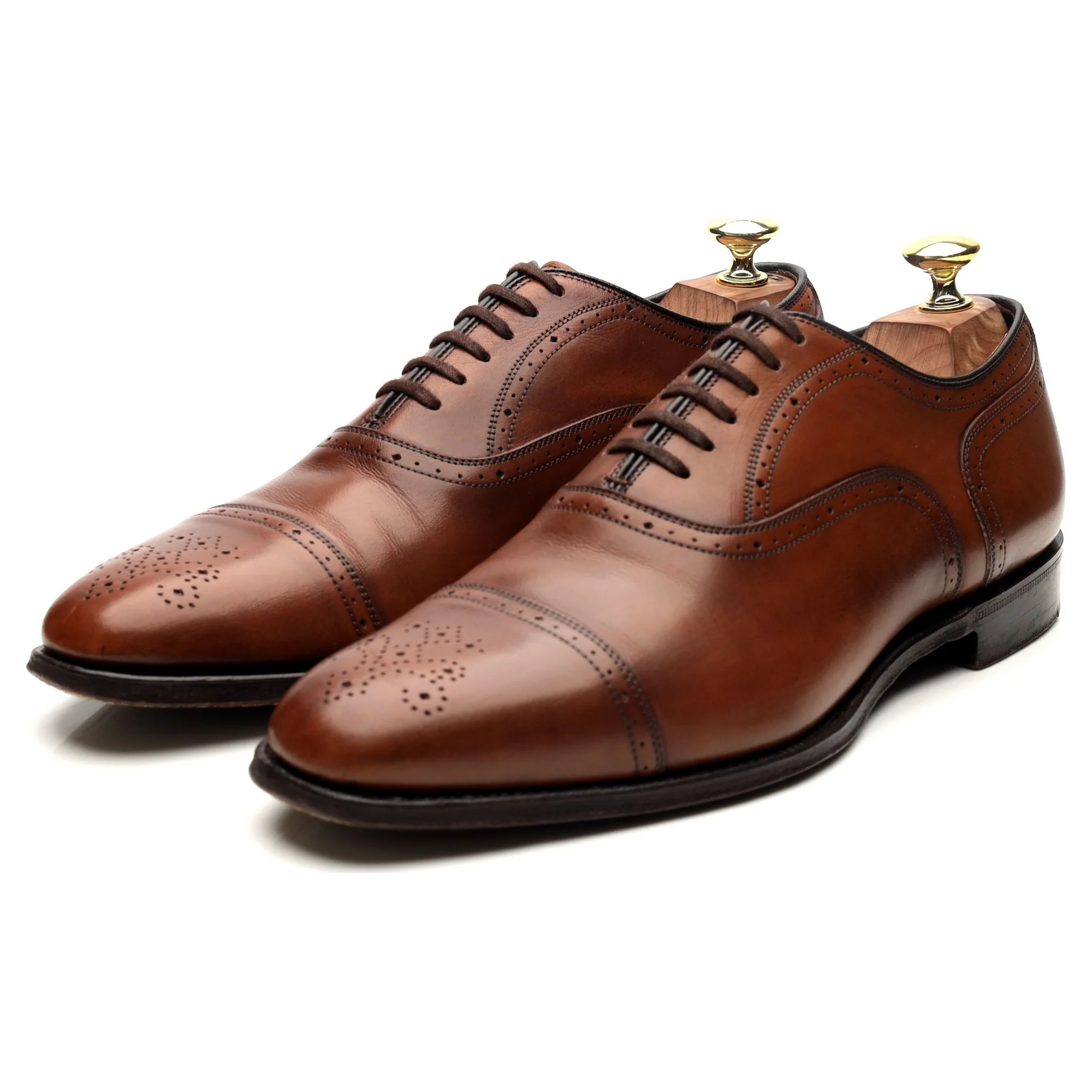 'Tenby' Brown Leather Oxford Semi Brogues UK 7 G