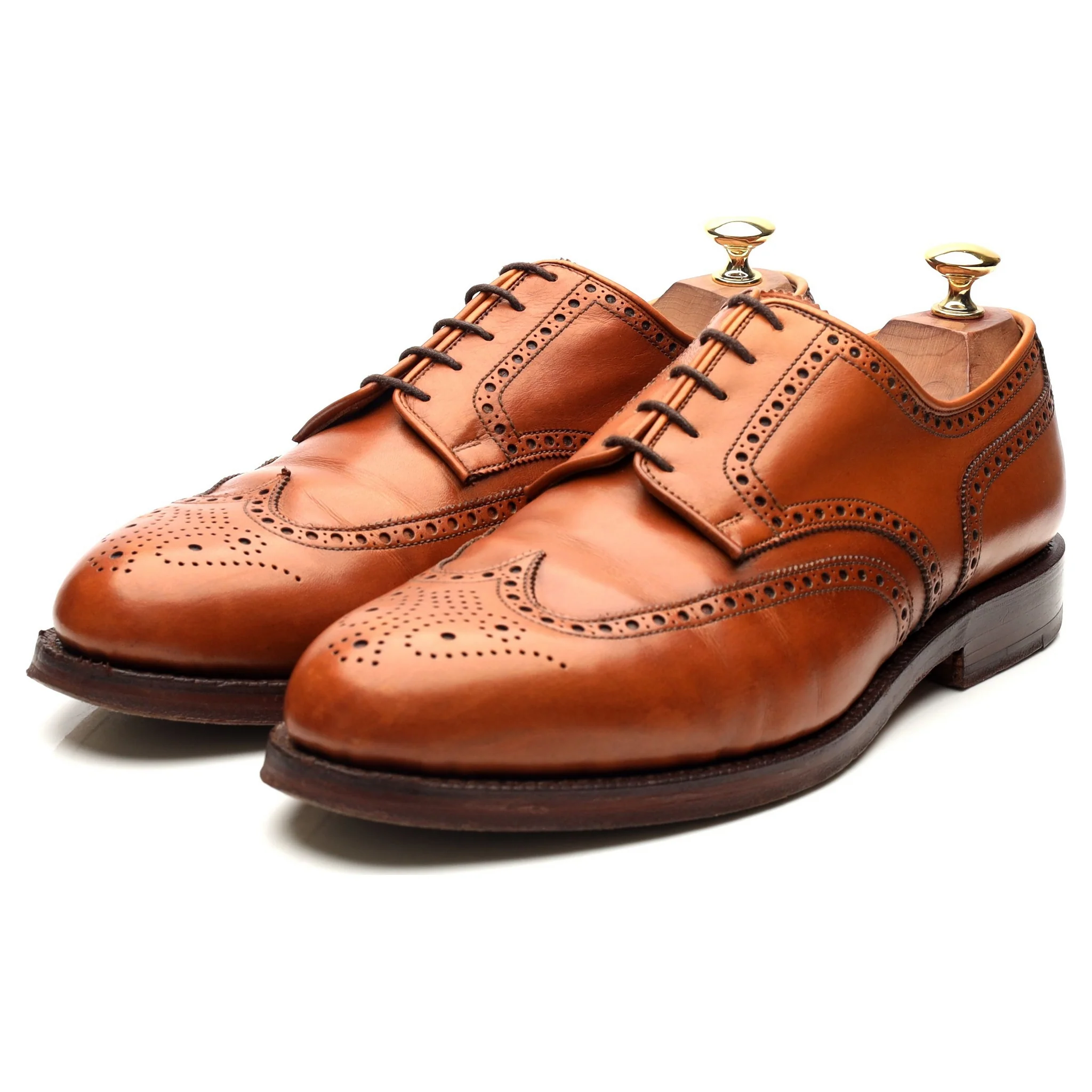 'Cardiff' Tan Brown Leather Derby Brogues UK 9.5 E