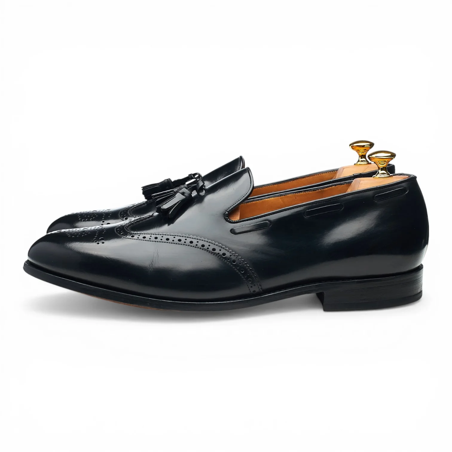 'Clive' Black Leather Tassel Loafers UK 12 F - Image 3